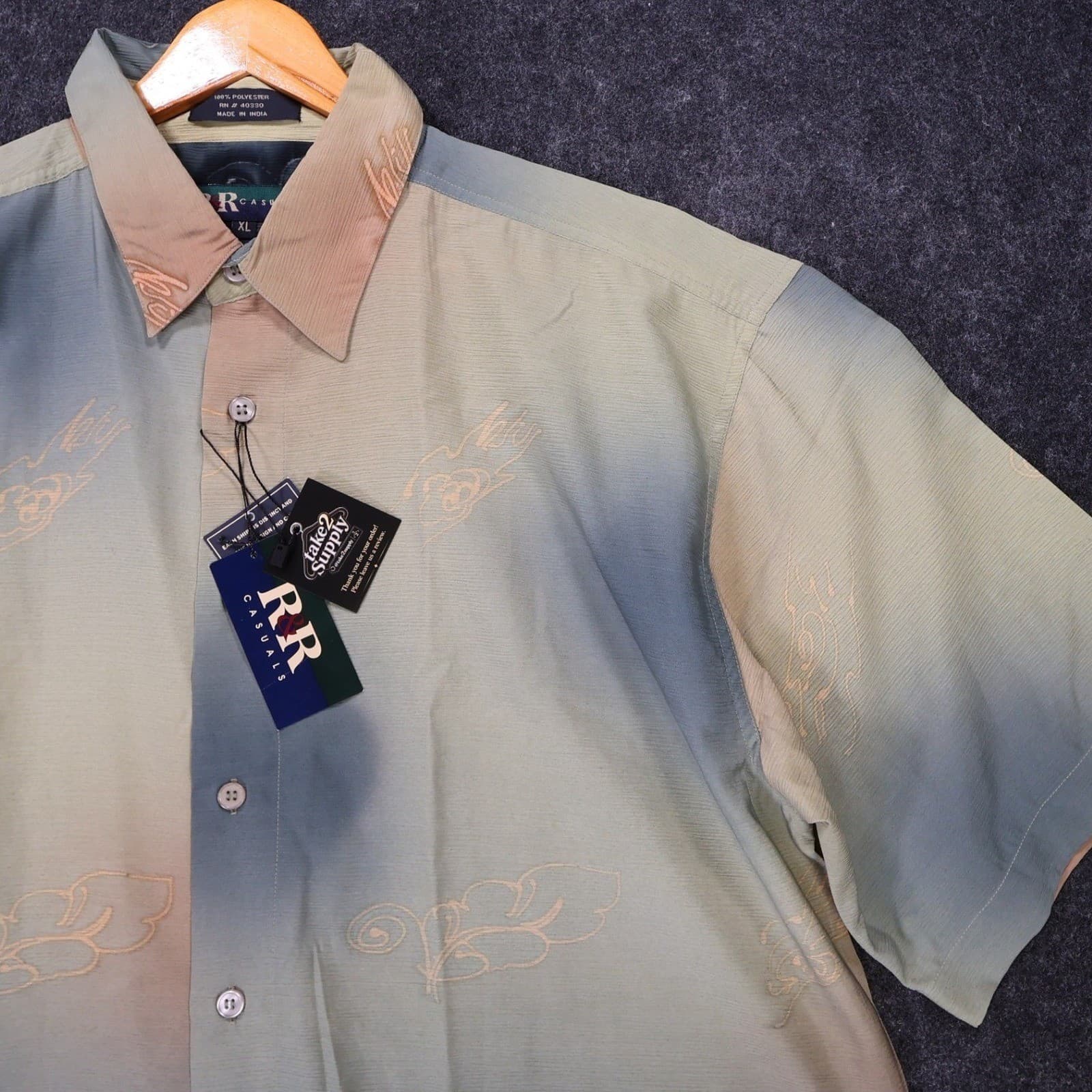 RR Casuals Button Up Shirt Mens XL Multicolor New Vintage Short Sleeve - Thumbnail 4