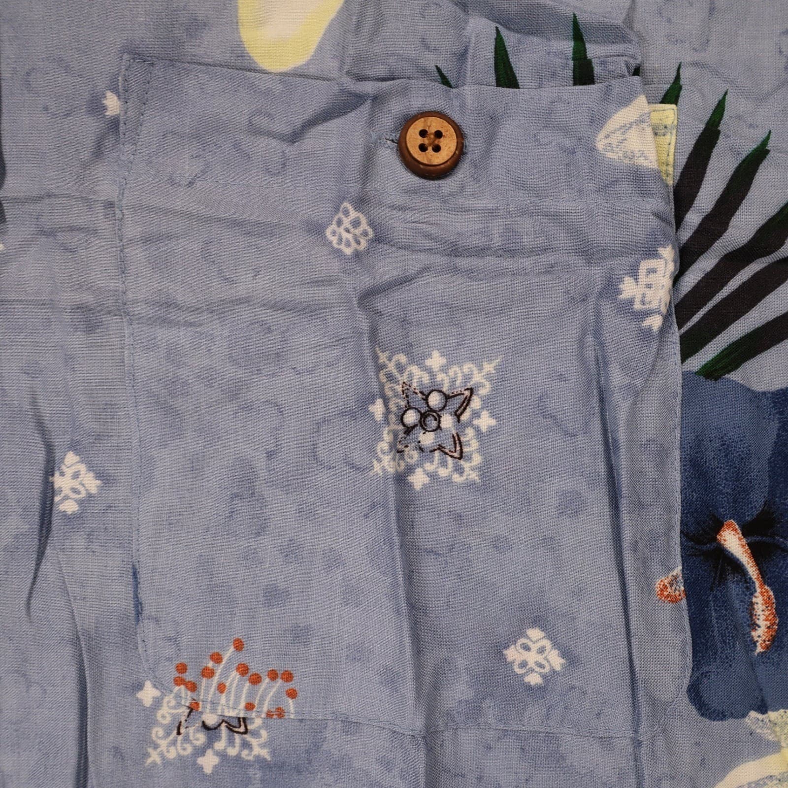 R&R Casuals Button Up Shirt Mens XL Blue Excellent Vintage Floral Hibiscus Rayon - Thumbnail 5
