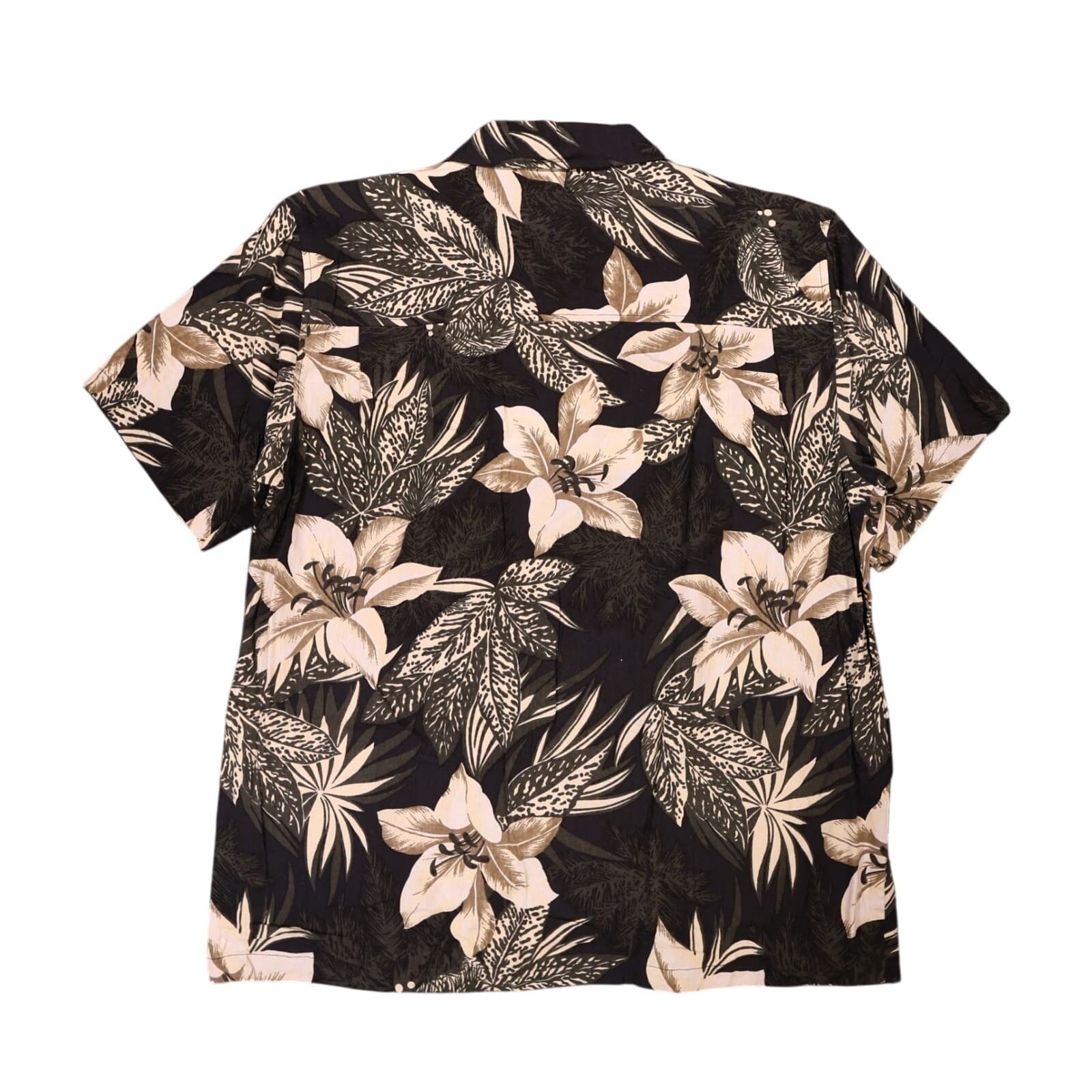 Untied Button Up Shirt Mens XL Black New Vintage Floral Silk Hawaiian Camp - Thumbnail 2