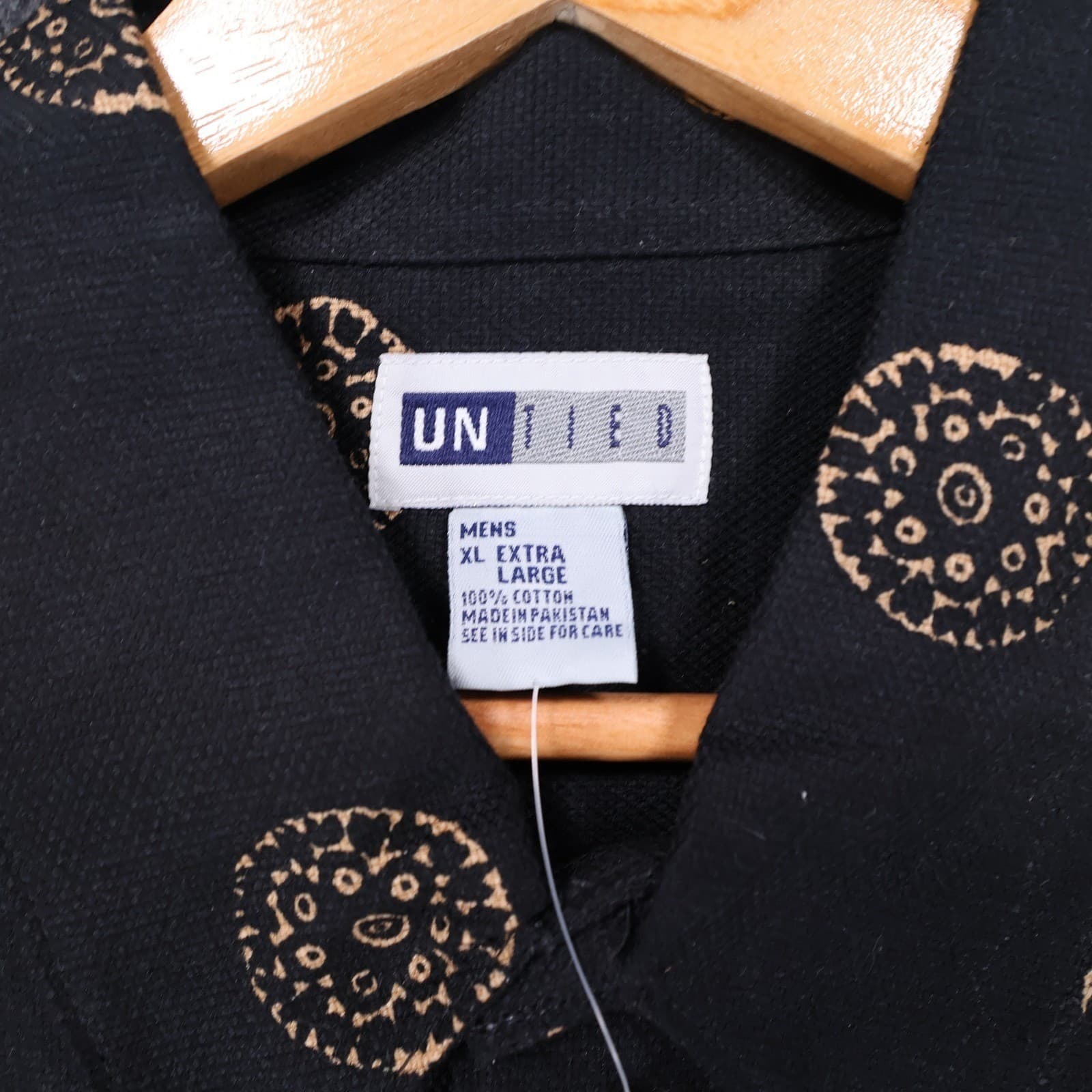 UNTIED Button Up Shirt Mens XL Vintage New Geometric Print Short Sleeve Cotton - Thumbnail 7