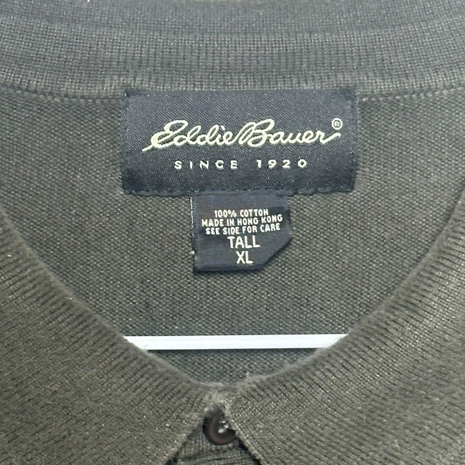 Eddie Bauer Men's Long Sleeve Polo Shirt Olive Green Tall XL - Thumbnail 4