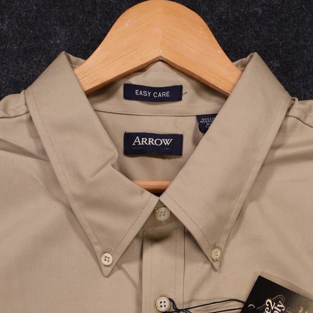 Arrow Button Down Shirt Mens XXL Tan New Vintage Easy Care Long Sleeve - Thumbnail 5