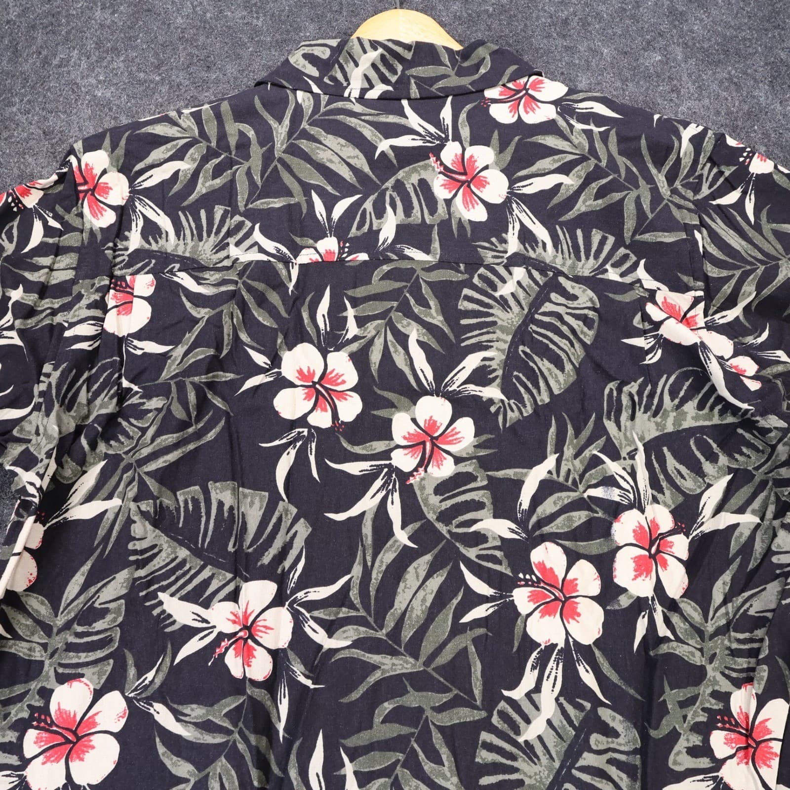 Untied Button Up Shirt Mens XL Black New Vintage Tropical Silk Floral - Thumbnail 5