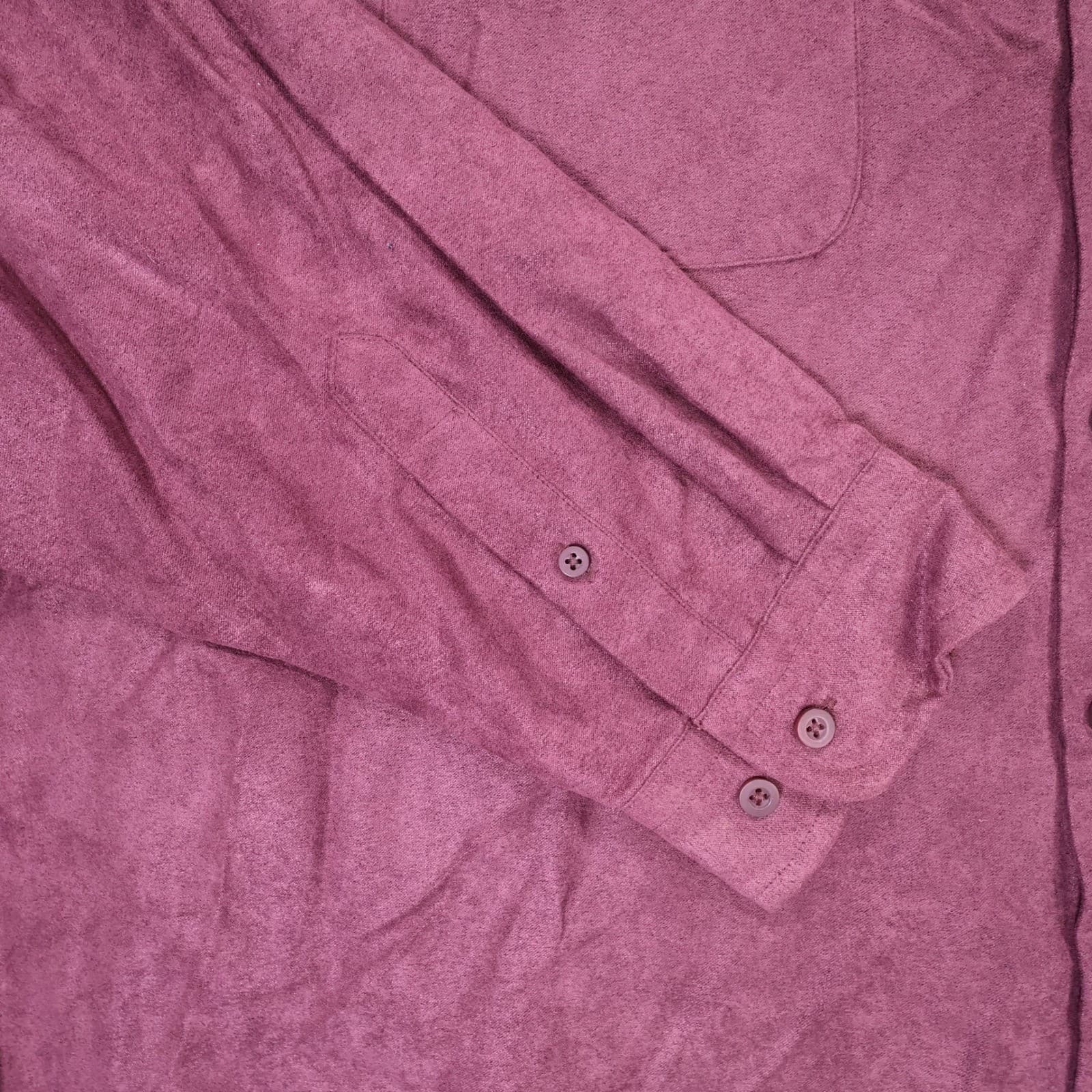 Van Heusen Button Up Shirt Mens 2XLT Wine New Vintage Soft Suede 32B899P67 - Thumbnail 5