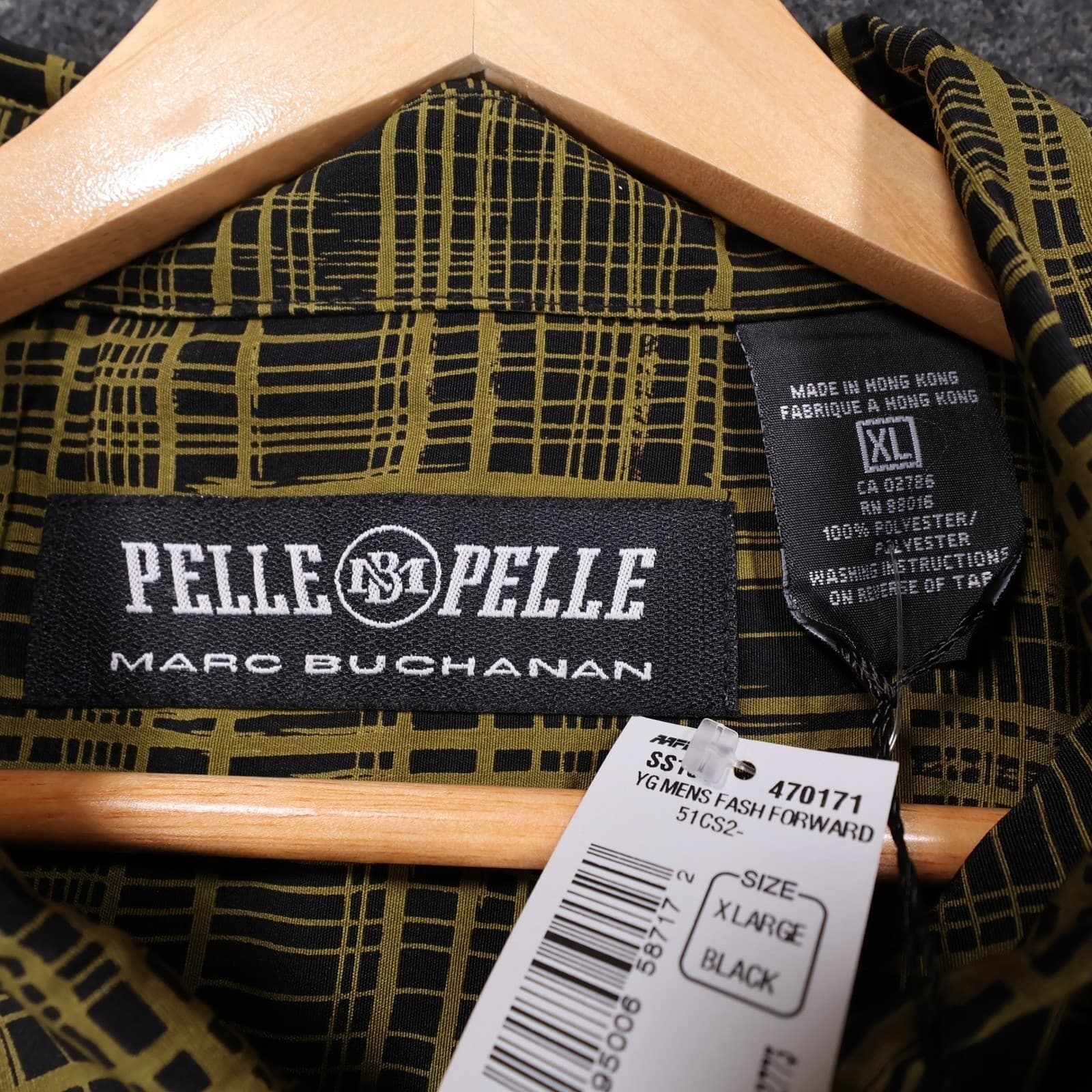 Pelle Pelle Button Up Shirt Mens XL Black New Vintage Tribal Mask Marc Buchanan - Thumbnail 7