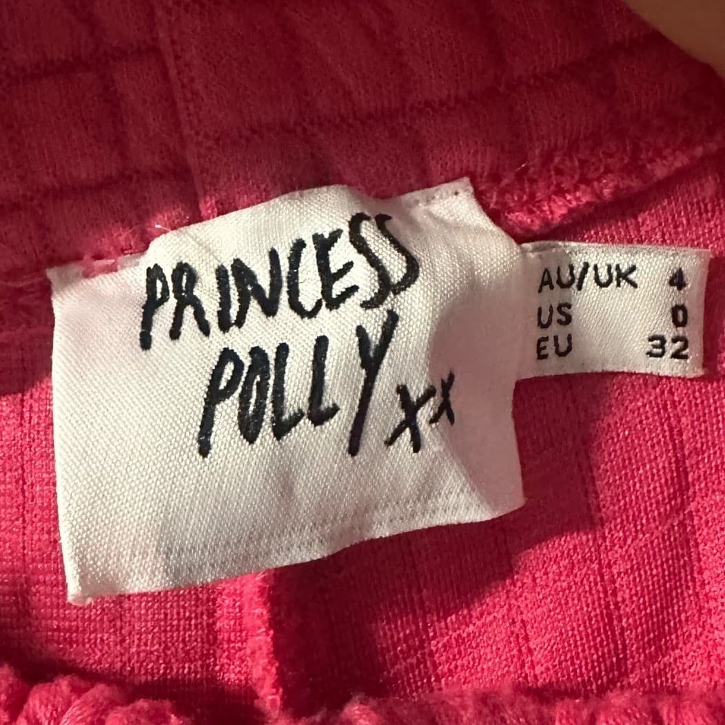 Princess Polly Textured High Waisted Wide Leg Pants Hot Pink Size 0 - Thumbnail 5