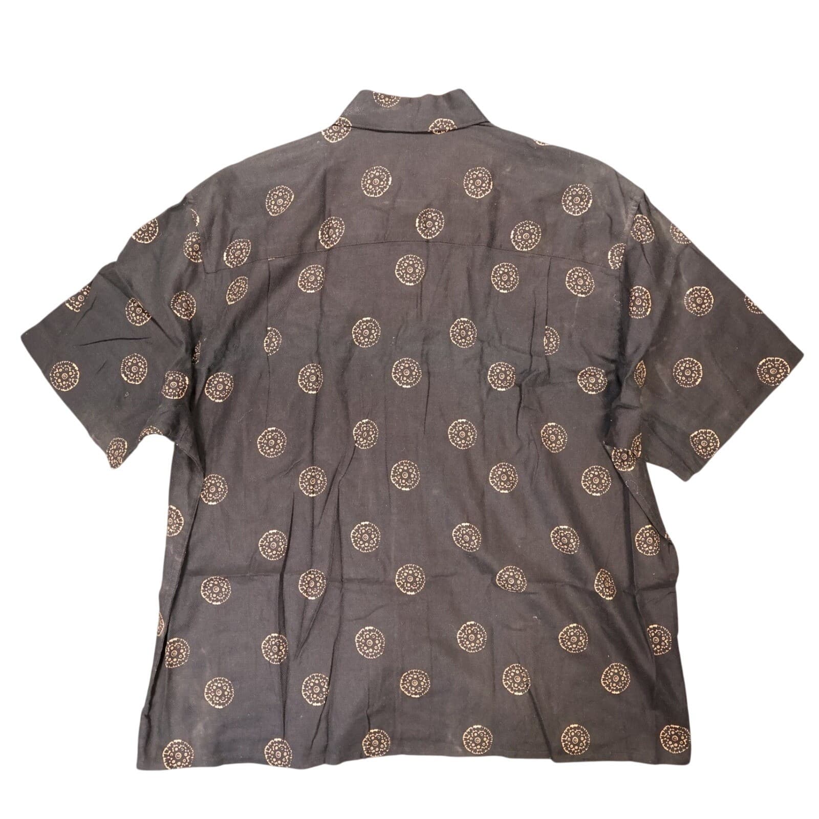 UNTIED Button Up Shirt Mens XL Vintage New Geometric Print Short Sleeve Cotton - Thumbnail 2