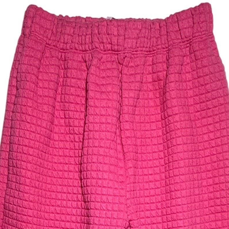 Princess Polly Textured High Waisted Wide Leg Pants Hot Pink Size 0 - Thumbnail 2
