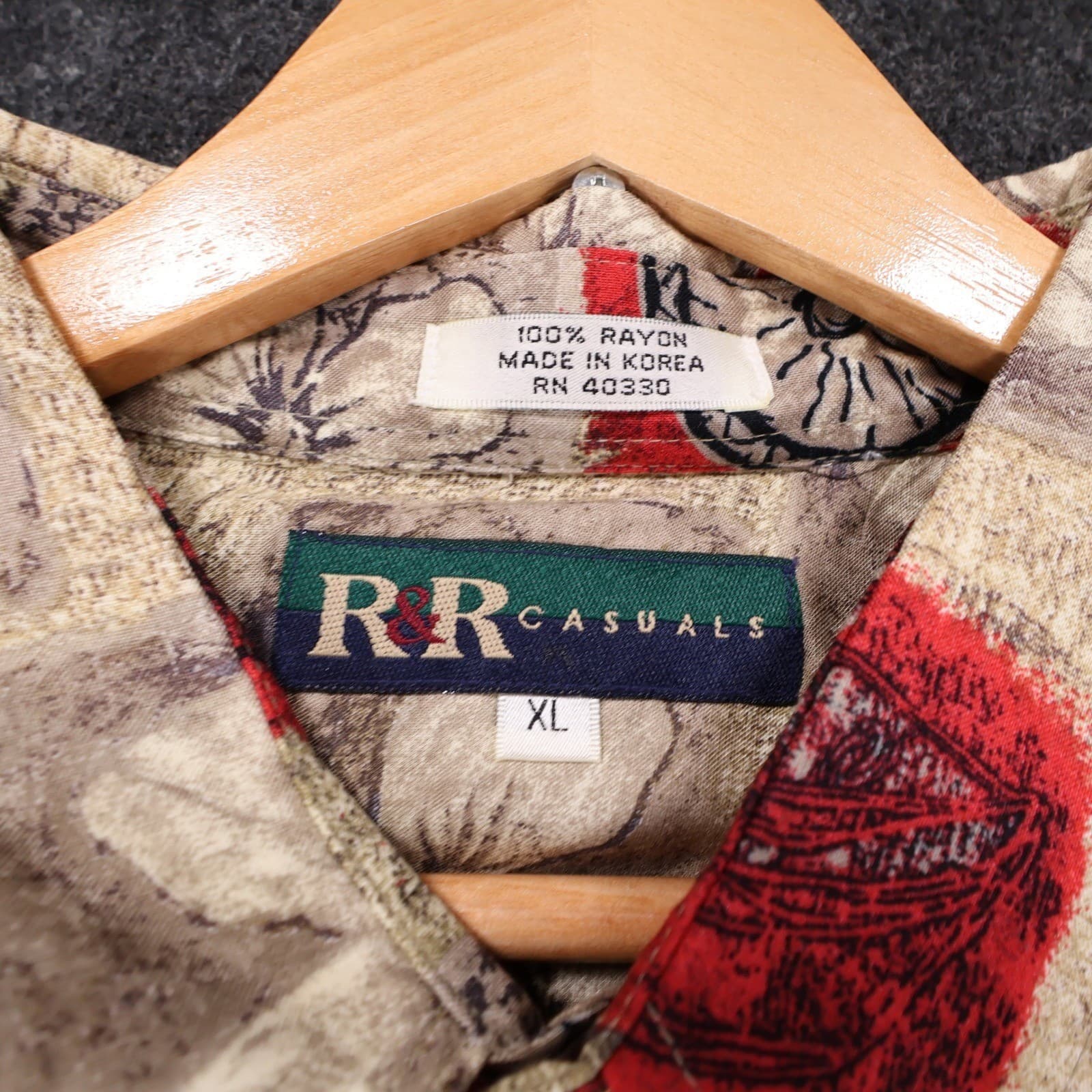 R&R Casuals Hawaiian Shirt Mens XL Tan Red New Vintage Pineapple Tropical Rayon - Thumbnail 7