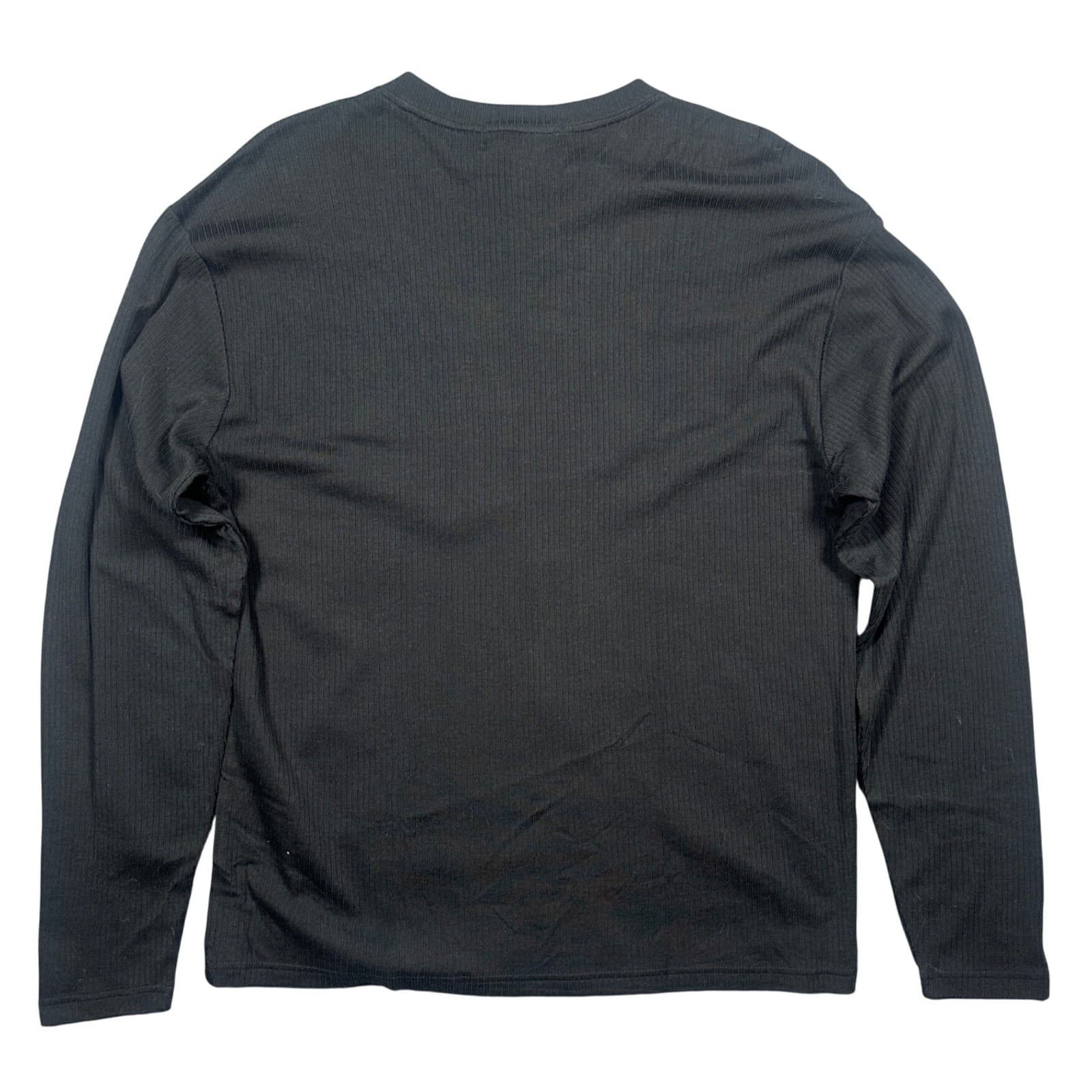 Vintage R&R Casuals Long Sleeve Shirt Mens XL Black New Ribbed V-Neck Cotton - Thumbnail 3