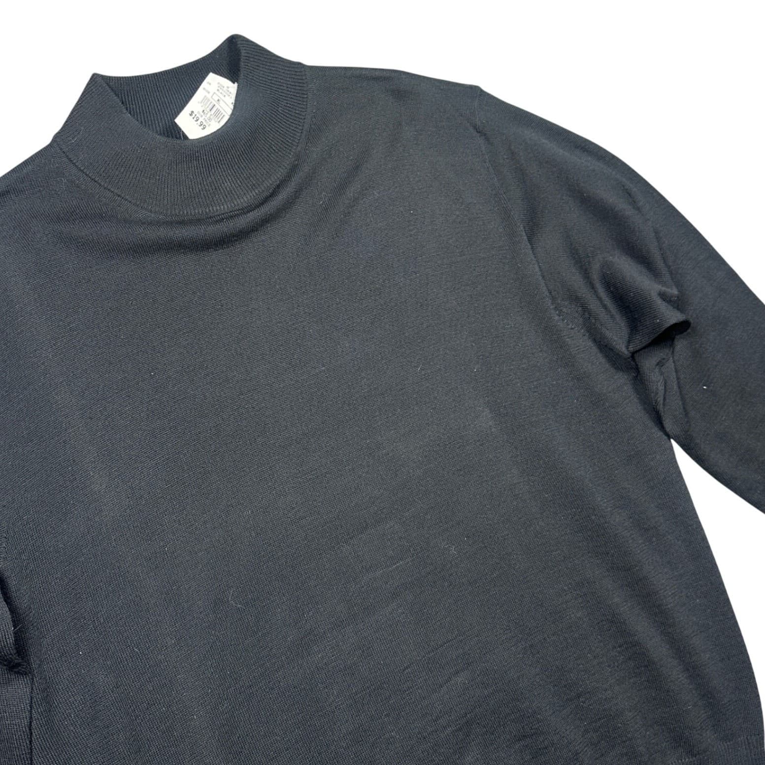 Vintage Linea Uomo Mock Neck Sweater Mens XL Black NEW Merino Wool Pullover - Thumbnail 4