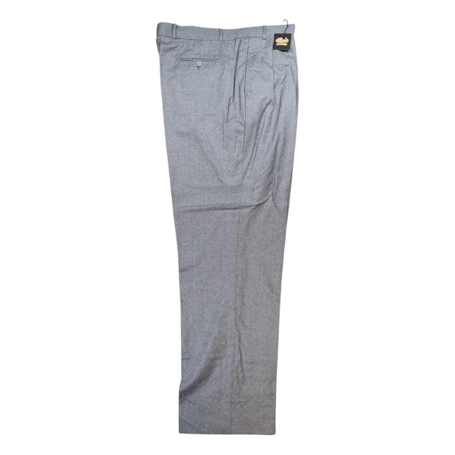 Lands End Dress Pants Mens 44L Gray 100% Wool Pleated Made in Portugal - Thumbnail 3