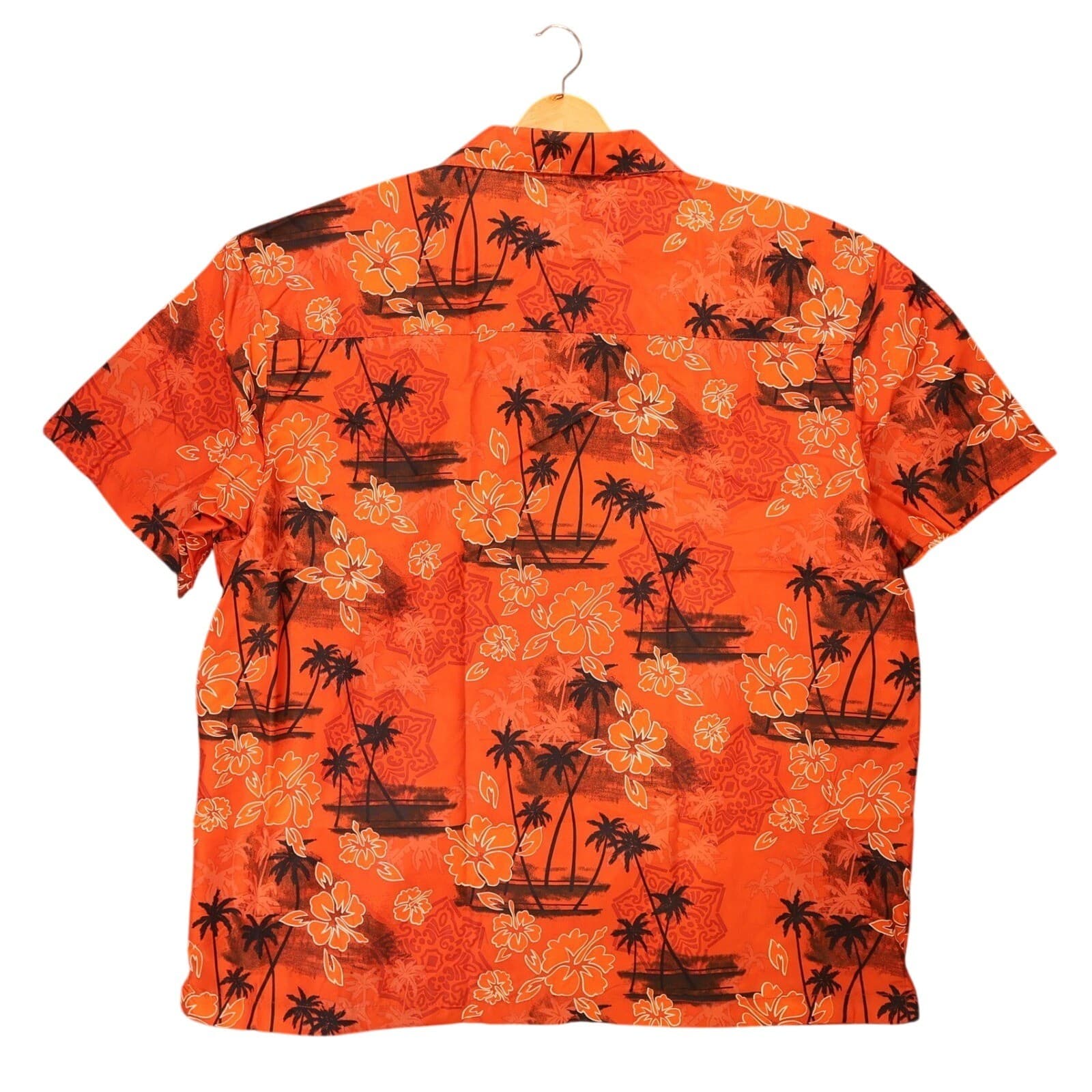 No Boundaries Button Up Shirt Mens XL Orange New Vintage Tropical Hibiscus - Thumbnail 2