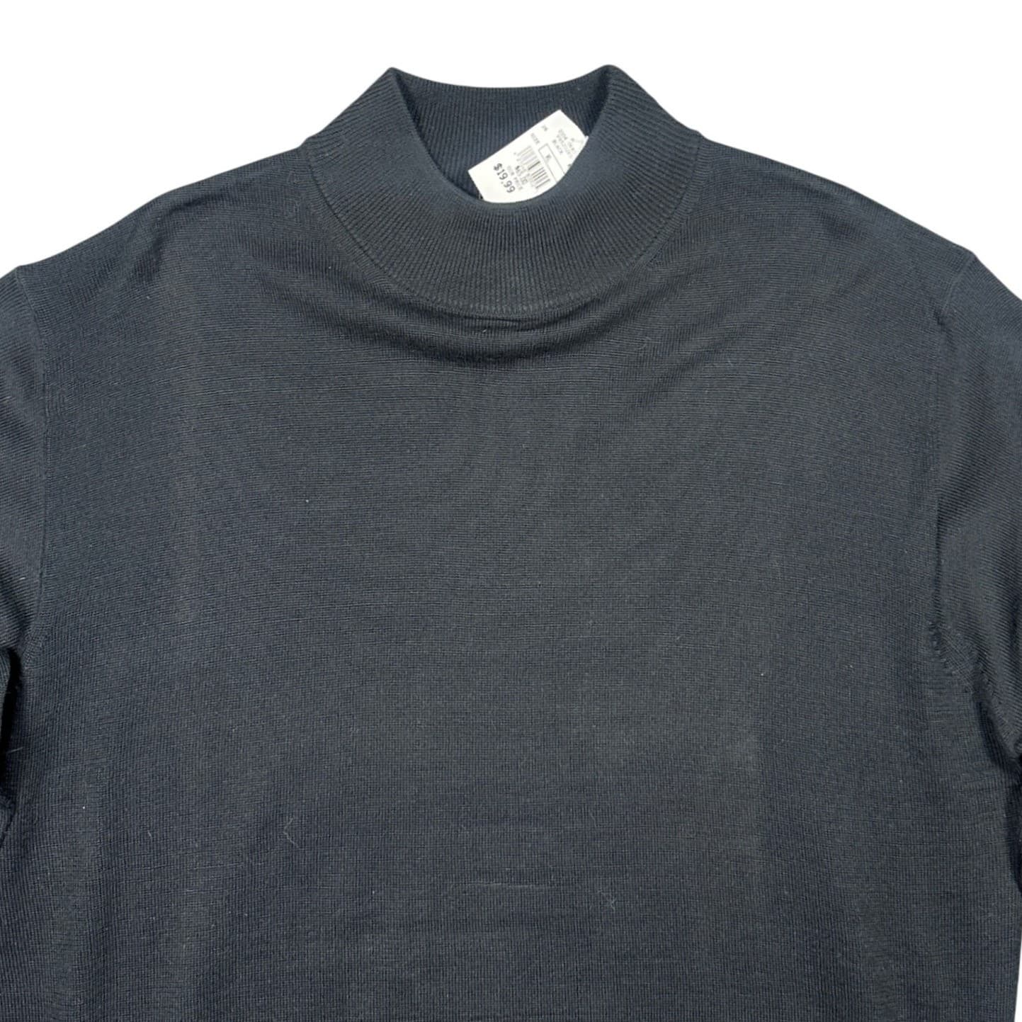 Vintage Linea Uomo Mock Neck Sweater Mens XL Black NEW Merino Wool Pullover - Thumbnail 3