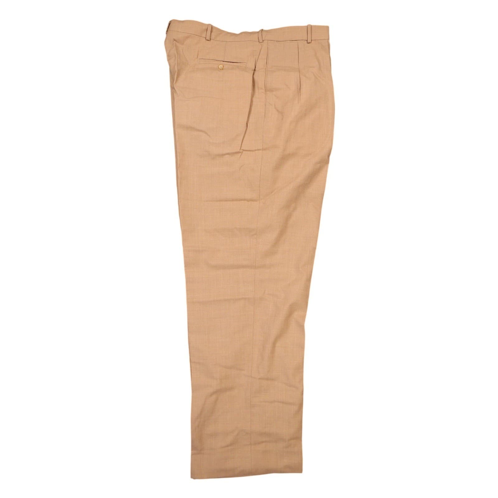 Lands' End Dress Pants Mens 44 Tan Pleated 100% Wool - Thumbnail 4