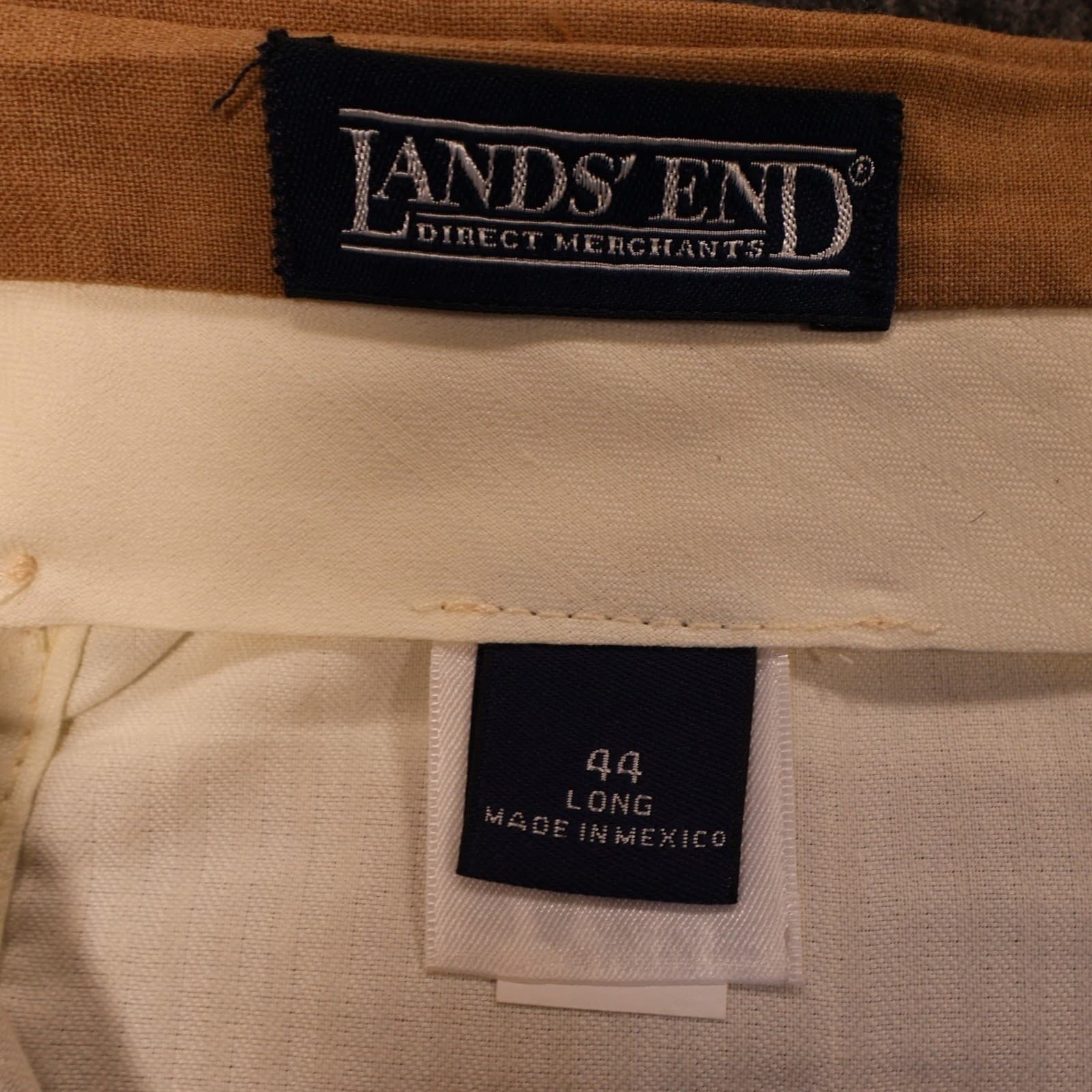 Lands' End Dress Pants Mens 44 Tan Pleated 100% Wool - Thumbnail 6