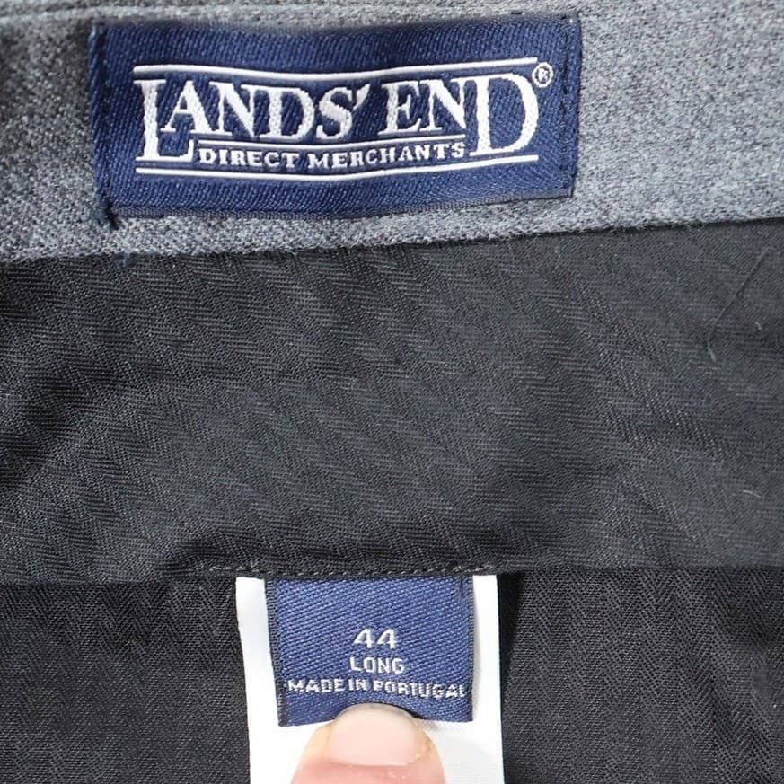 Lands End Dress Pants Mens 44L Gray 100% Wool Pleated Made in Portugal - Thumbnail 6