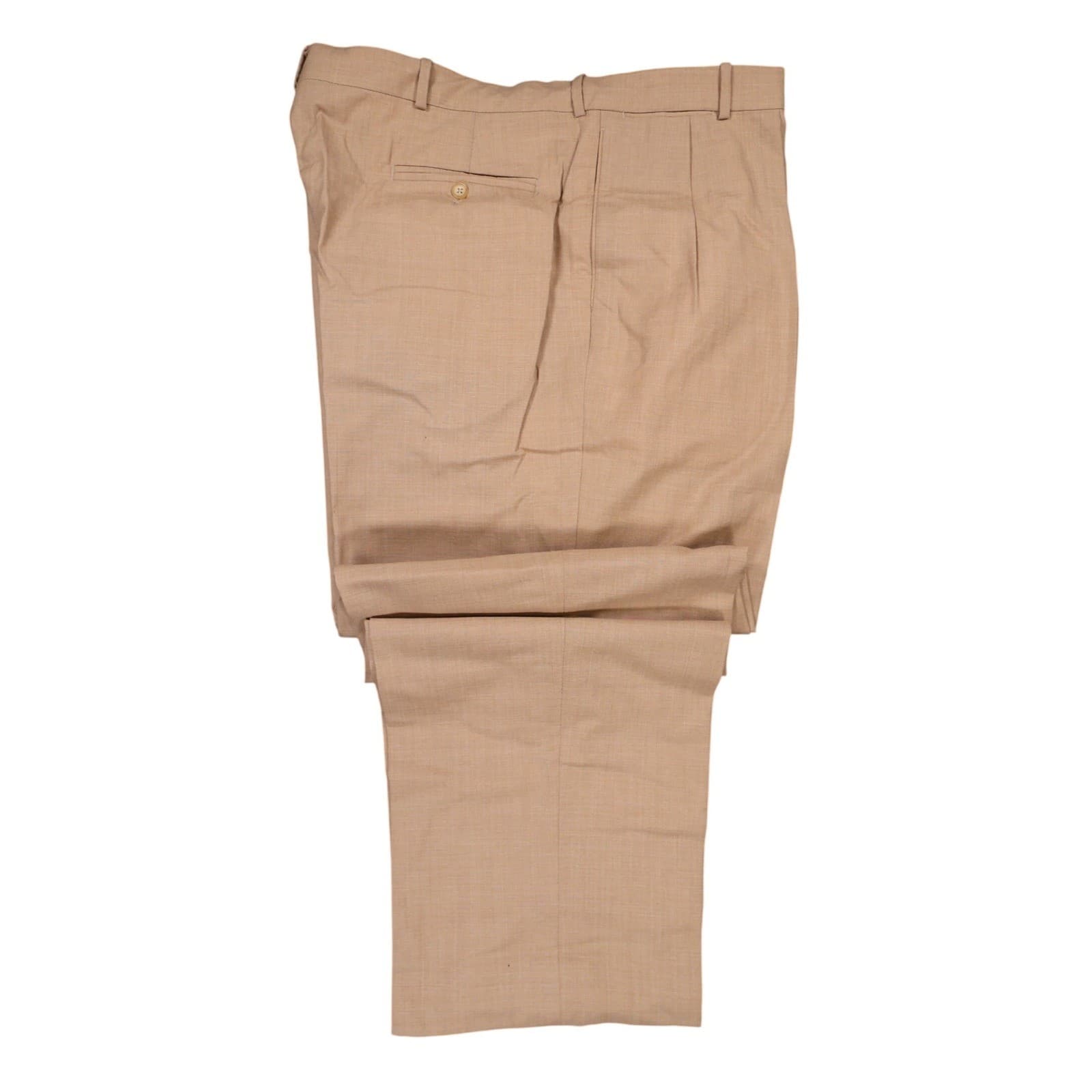 Lands' End Dress Pants Mens 44 Tan Pleated 100% Wool - Thumbnail 3