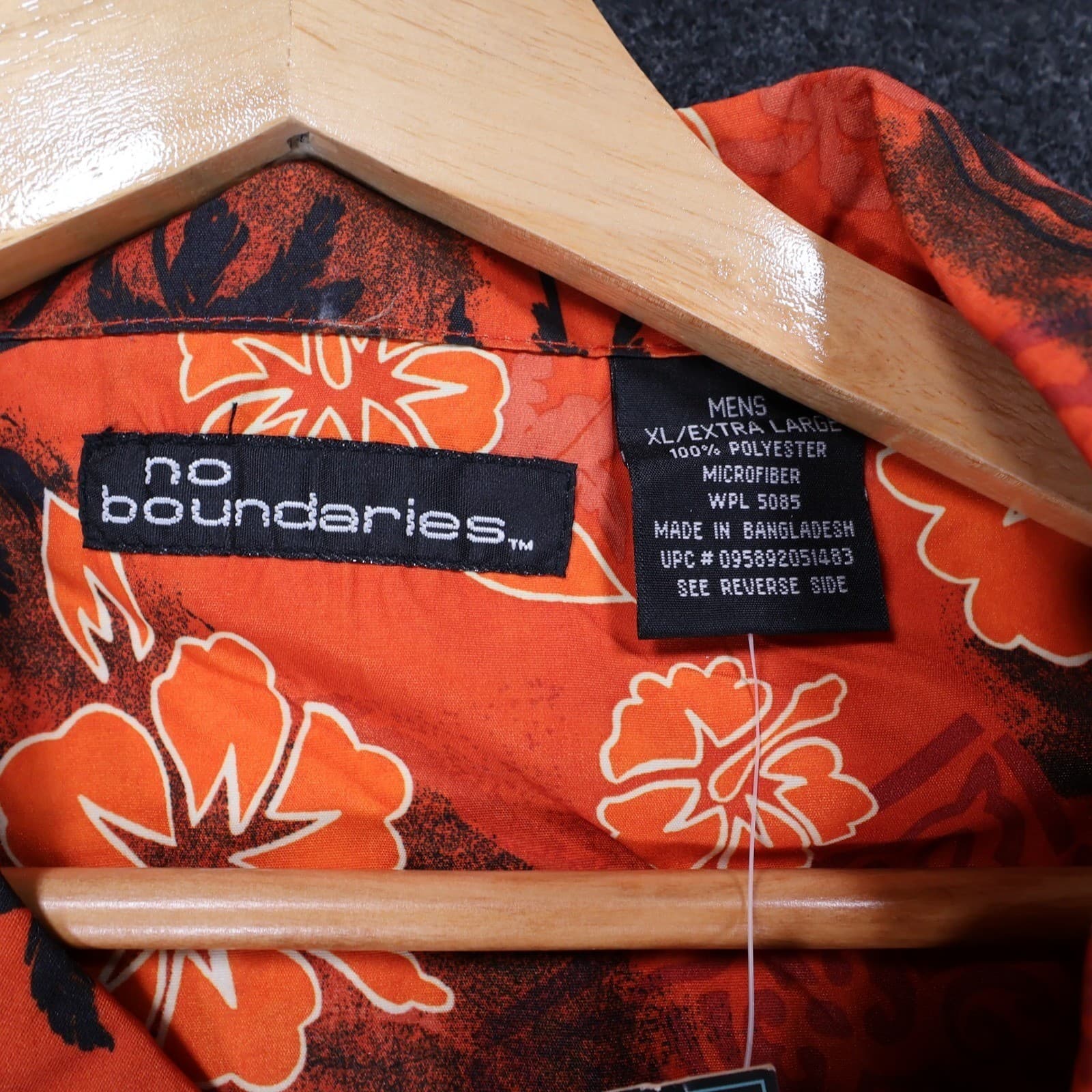 No Boundaries Button Up Shirt Mens XL Orange New Vintage Tropical Hibiscus - Thumbnail 7