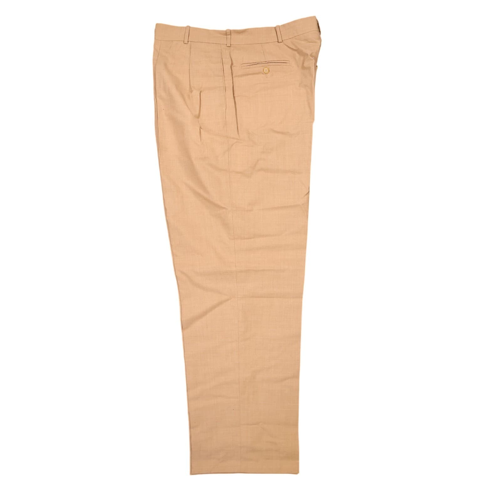 Lands' End Dress Pants Mens 44 Tan Pleated 100% Wool - Thumbnail 5