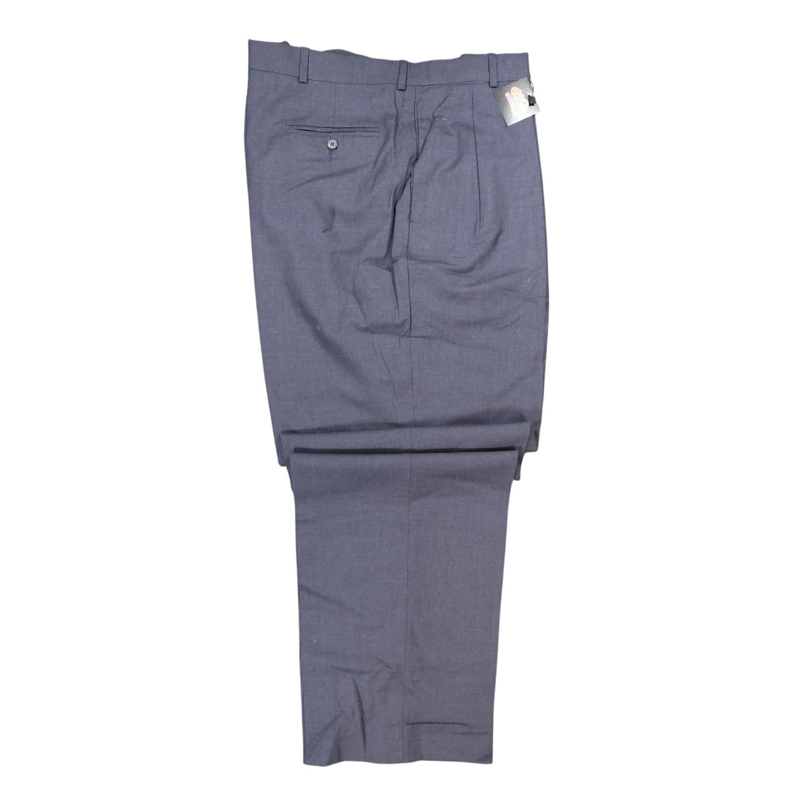 Lands End Dress Pants Mens 44 Gray Wool Pleated Front Straight Leg - Thumbnail 3