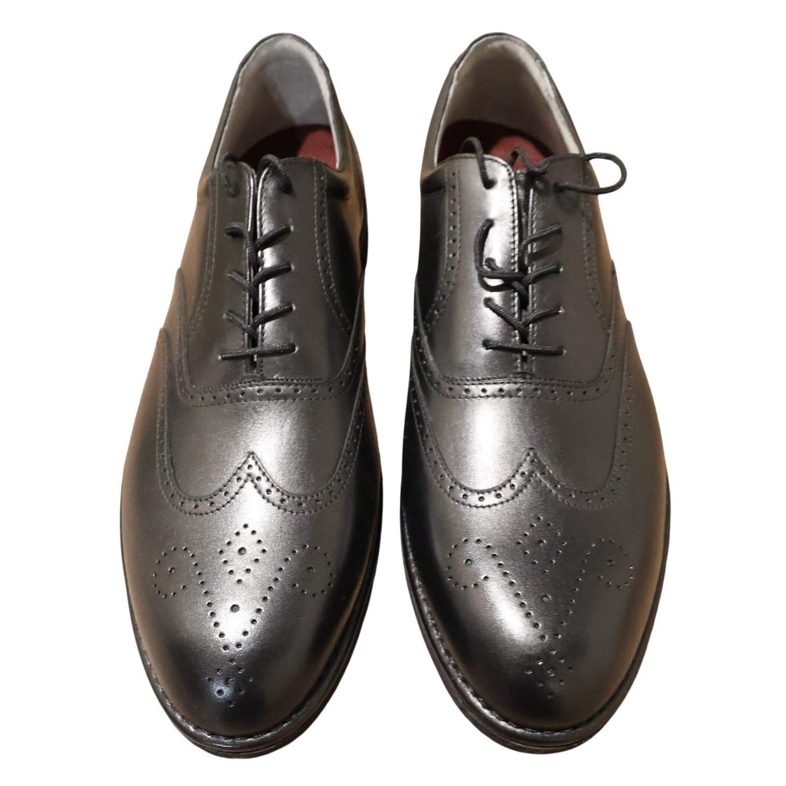 Bass Gary Black Leather Wingtip Oxfords Mens 13 New - Thumbnail 2