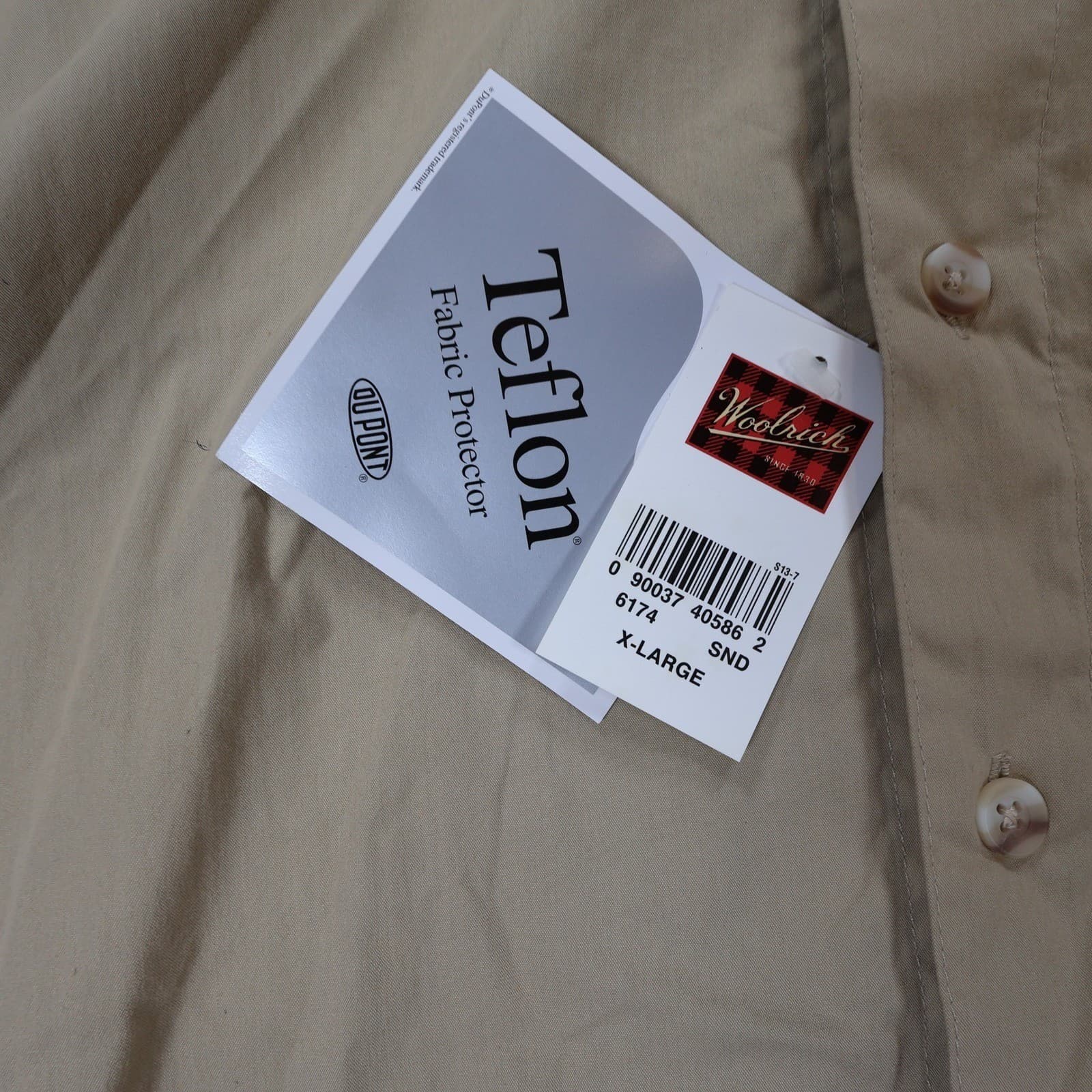 Woolrich Fishing Shirt Mens XL Tan New Vintage Teflon Coated - Thumbnail 5