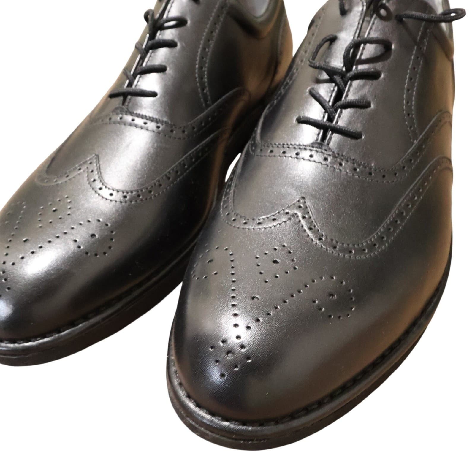 Bass Gary Black Leather Wingtip Oxfords Mens 13 New - Thumbnail 3