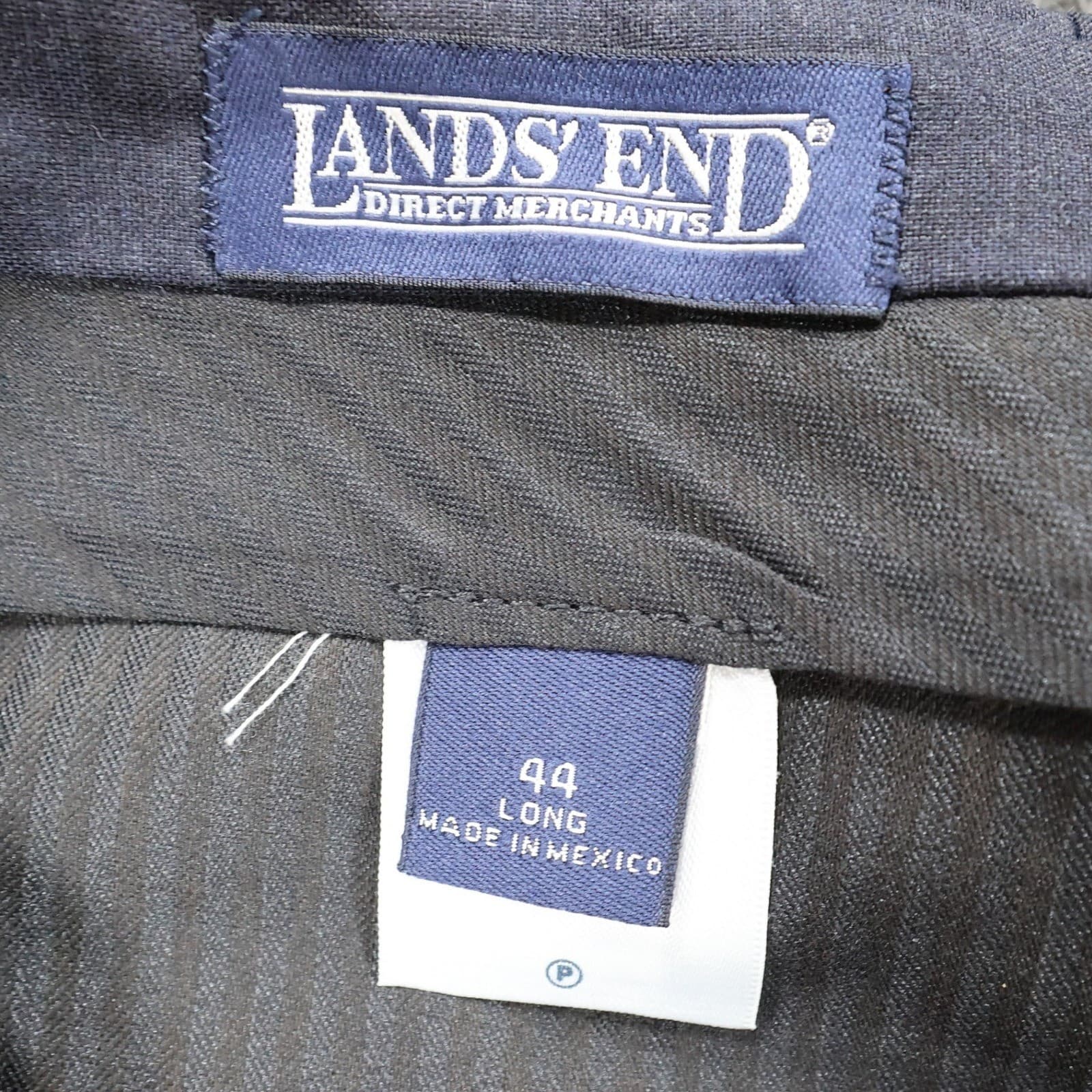 Lands End Dress Pants Mens 44 Gray Wool Pleated Front Straight Leg - Thumbnail 6