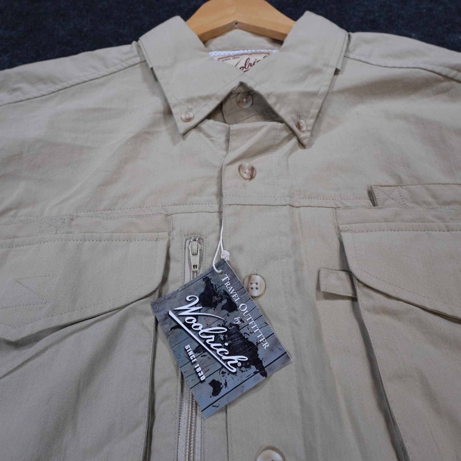 Woolrich Fishing Shirt Mens XL Tan New Vintage Teflon Coated - Thumbnail 6