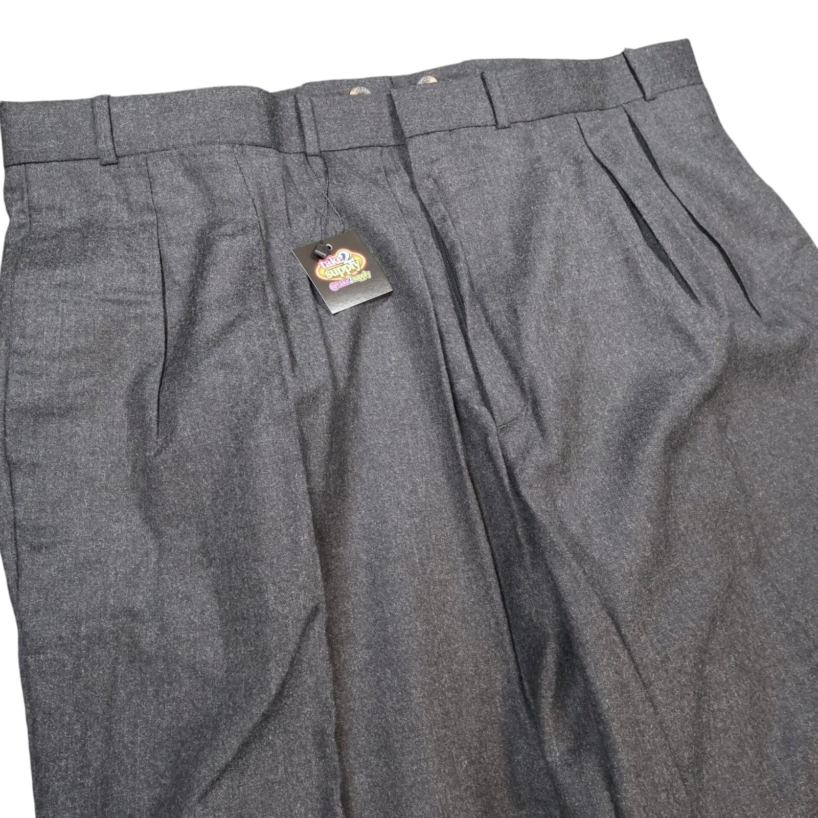 Lands End Dress Pants Mens 44x34 Gray 100% Wool Pleated Portugal - Thumbnail 5