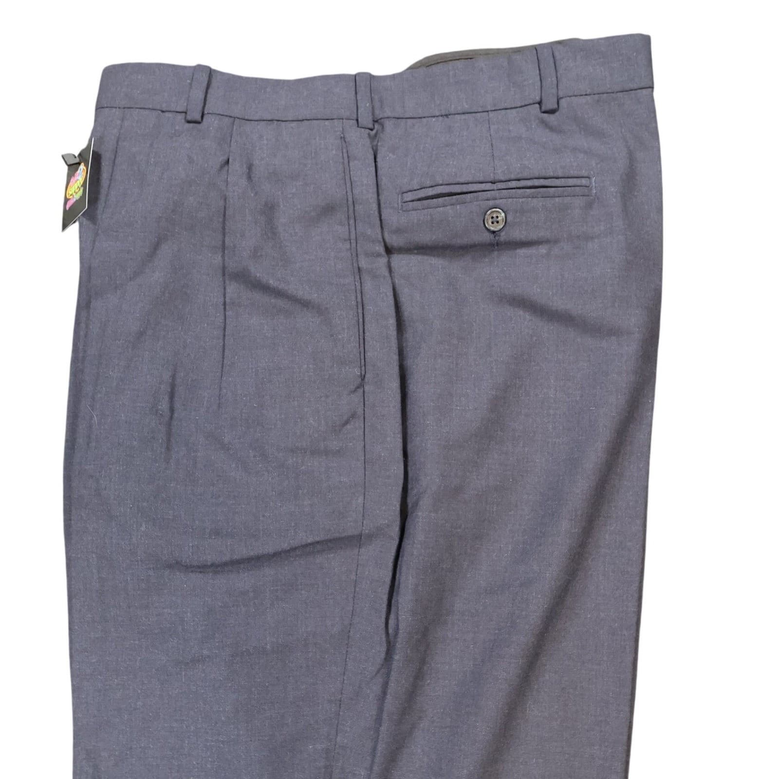 Lands End Dress Pants Mens 44 Gray Wool Pleated Front Straight Leg - Thumbnail 5