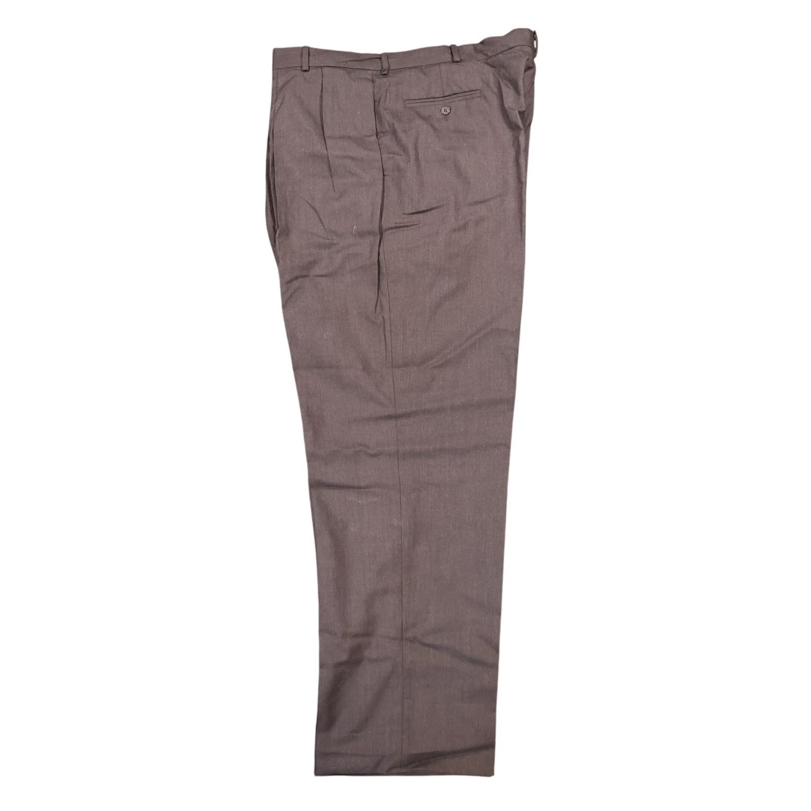 Lands' End Dress Pants Mens 44 Gray 100% Wool Pleated - Thumbnail 5