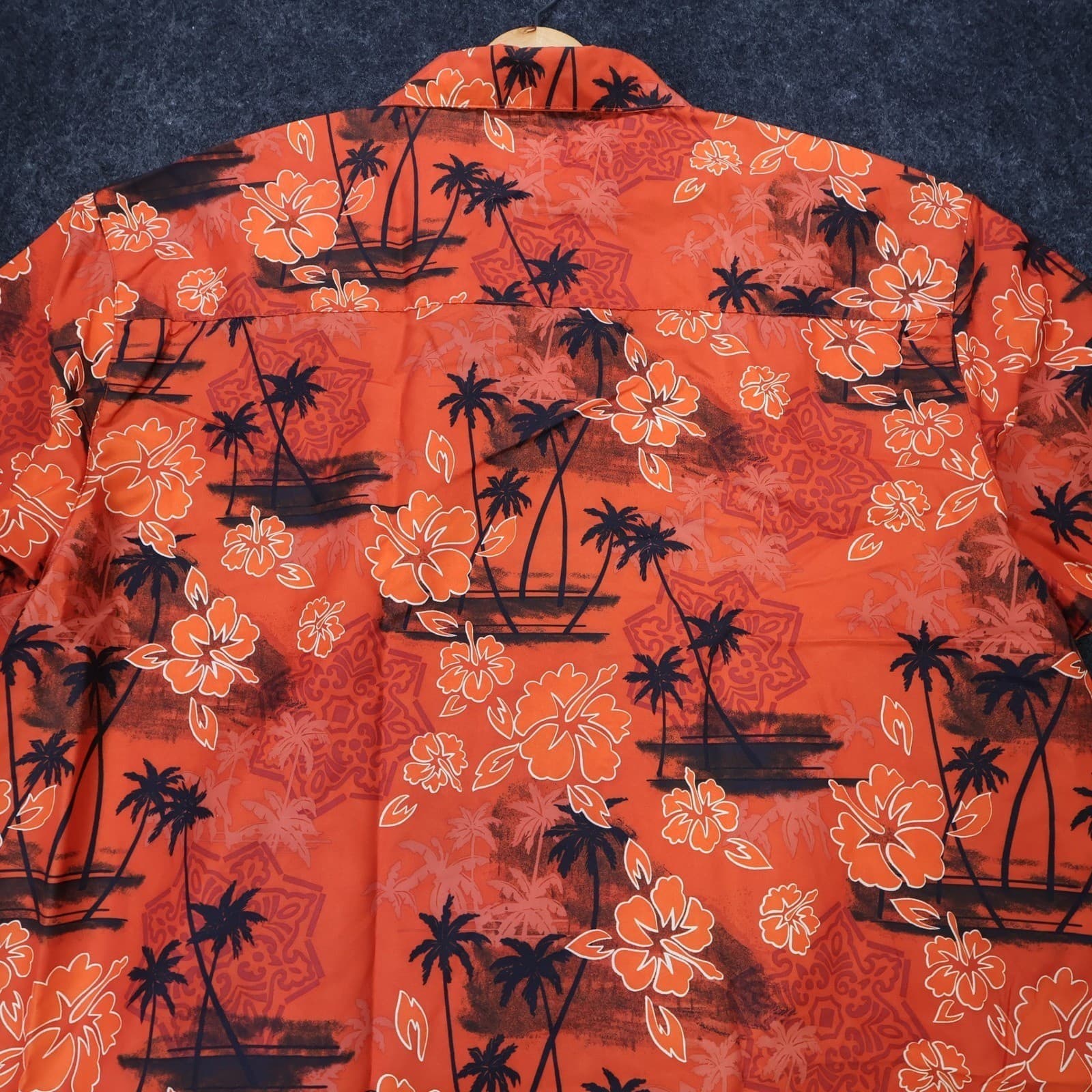 No Boundaries Button Up Shirt Mens XL Orange New Vintage Tropical Hibiscus - Thumbnail 4