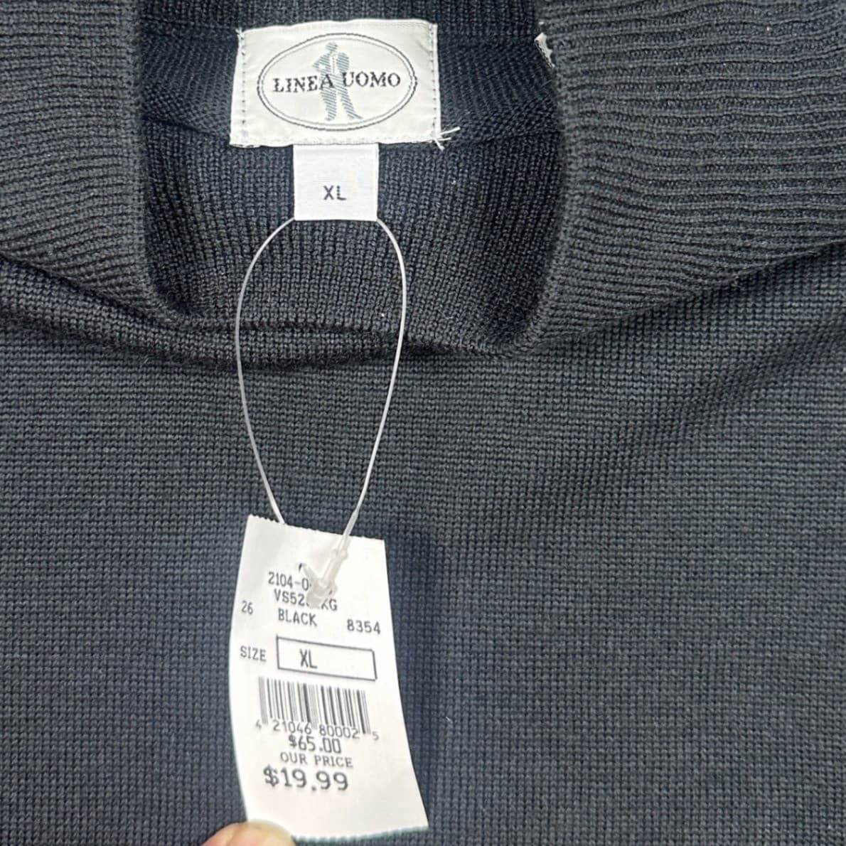 Vintage Linea Uomo Mock Neck Sweater Mens XL Black NEW Merino Wool Pullover - Thumbnail 7