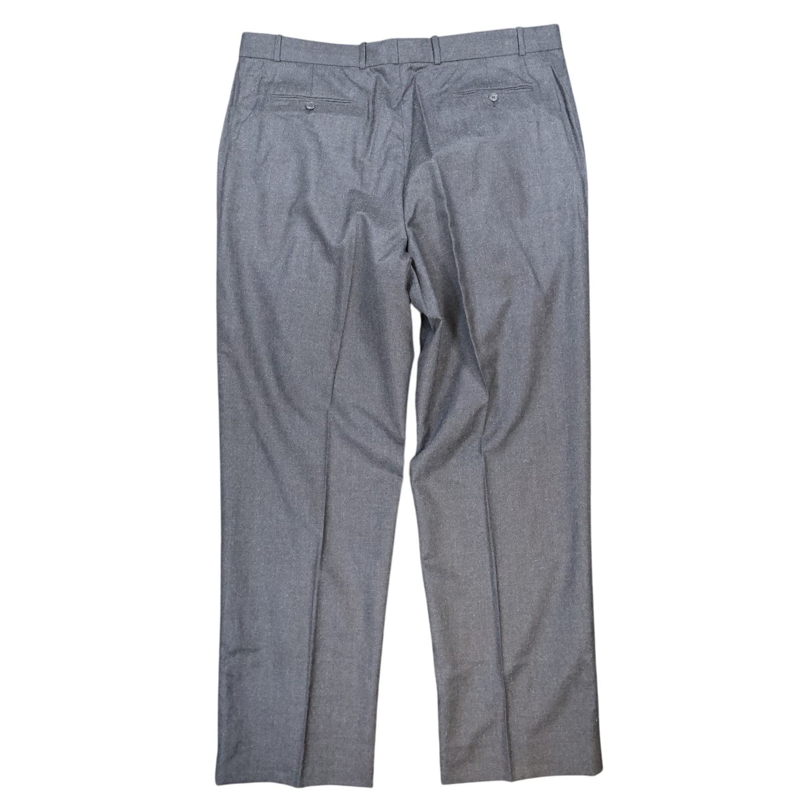 Lands End Dress Pants Mens 44x34 Gray 100% Wool Pleated Portugal - Thumbnail 2