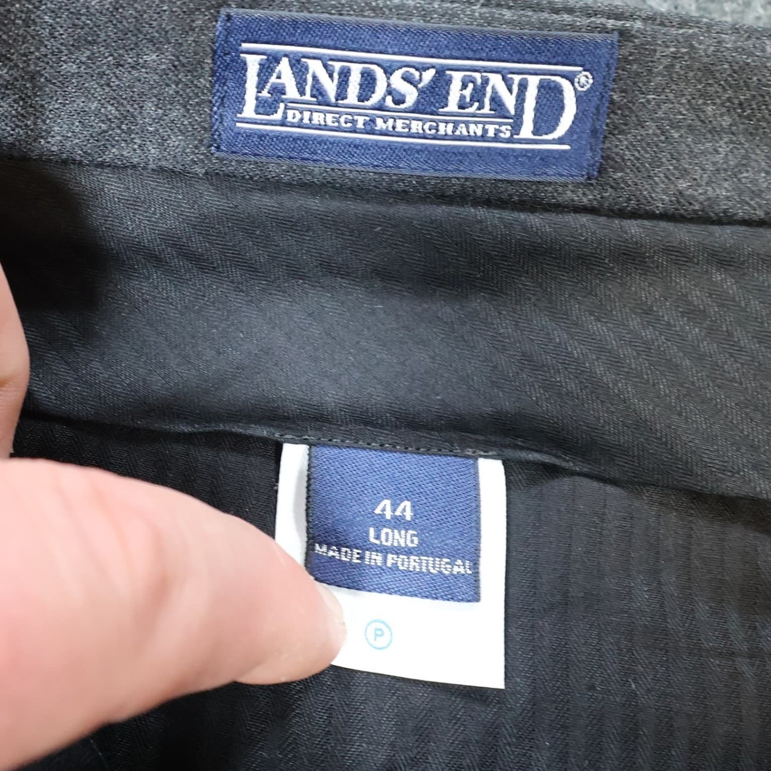 Lands End Dress Pants Mens 44x34 Gray 100% Wool Pleated Portugal - Thumbnail 6