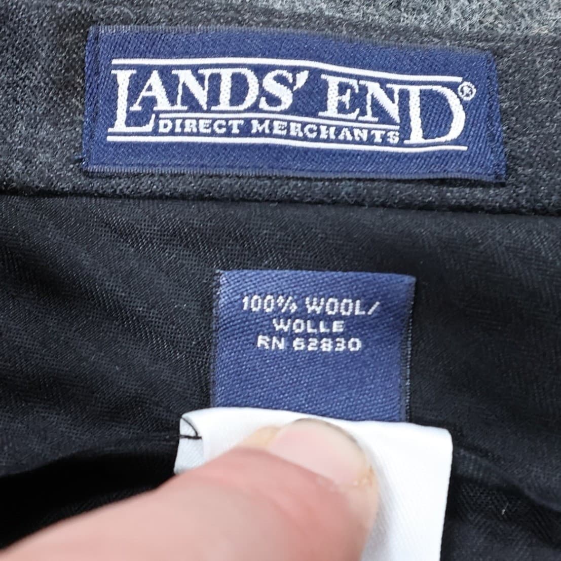 Lands End Dress Pants Mens 44x34 Gray 100% Wool Pleated Portugal - Thumbnail 7