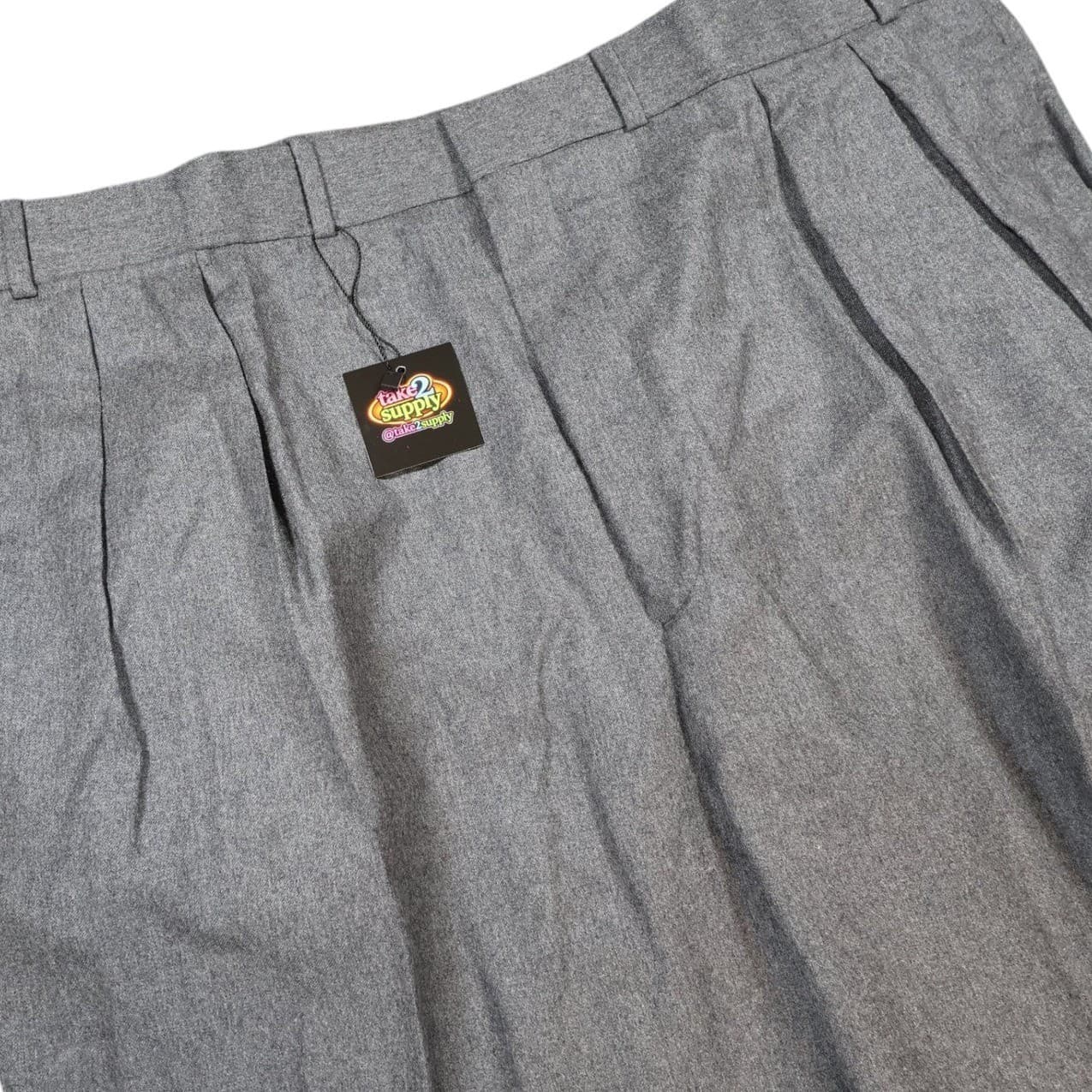 Lands End Dress Pants Mens 44L Gray 100% Wool Pleated Made in Portugal - Thumbnail 5