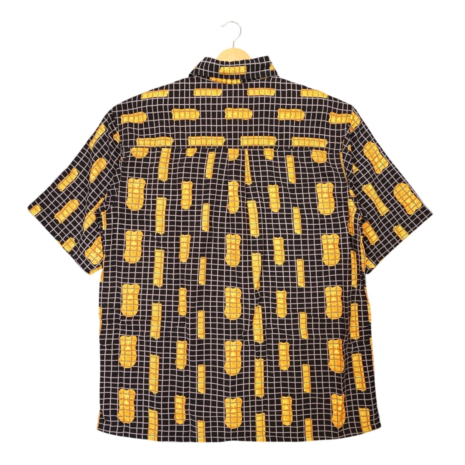 K.A.D. Button Up Shirt Mens XL Black New Tiki Abstract Grid Vintage - Thumbnail 2
