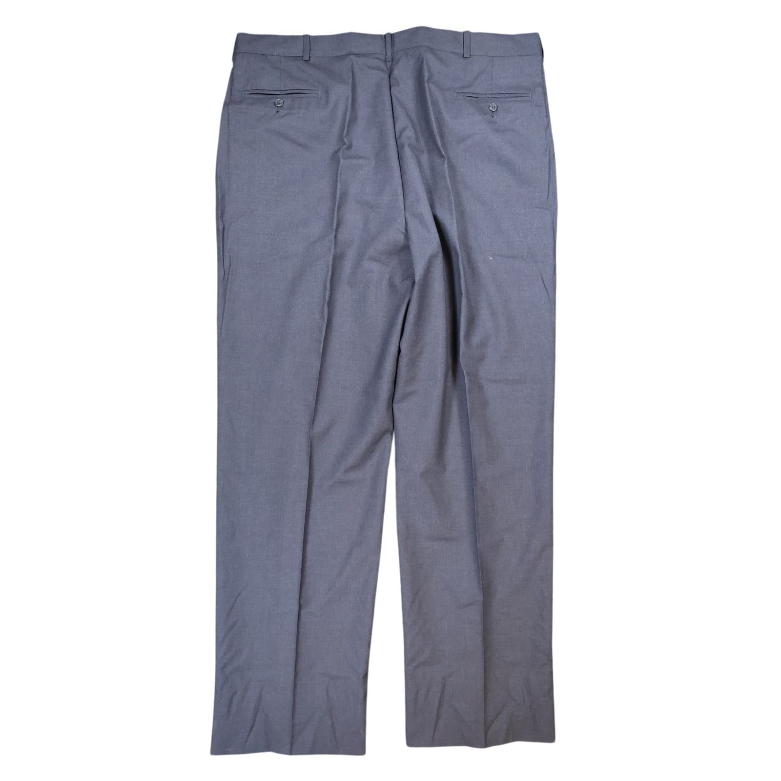 Lands End Dress Pants Mens 44 Gray Wool Pleated Front Straight Leg - Thumbnail 2