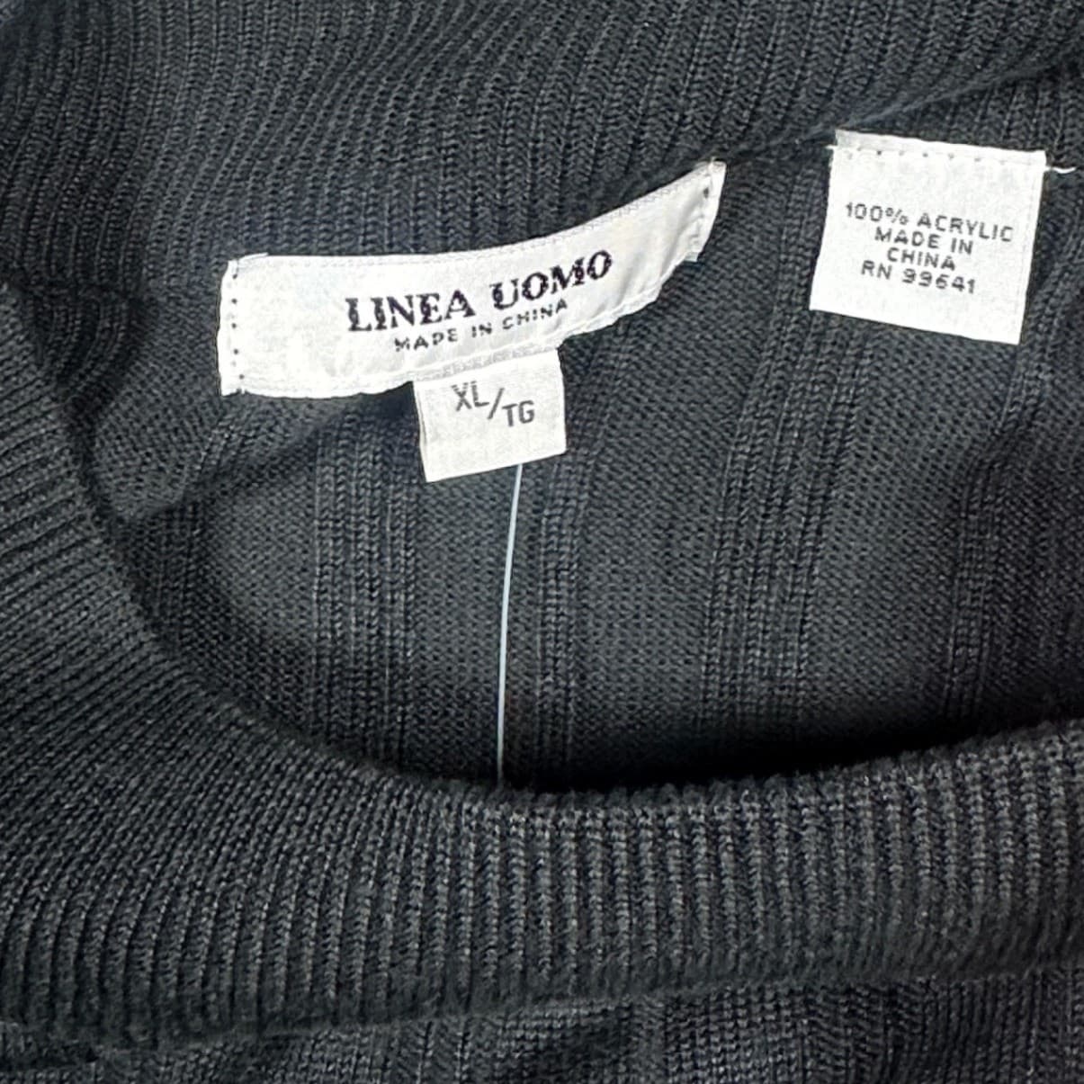 Vintage Linea Uomo Mock Neck Sweater Mens XL Black New Ribbed Knit Pullover - Thumbnail 6