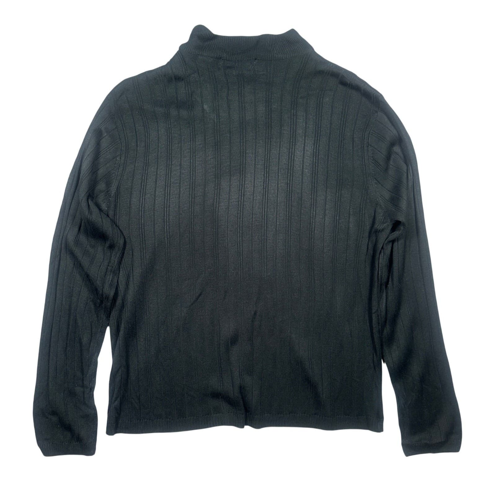 Vintage Linea Uomo Mock Neck Sweater Mens XL Black New Ribbed Knit Pullover - Thumbnail 2