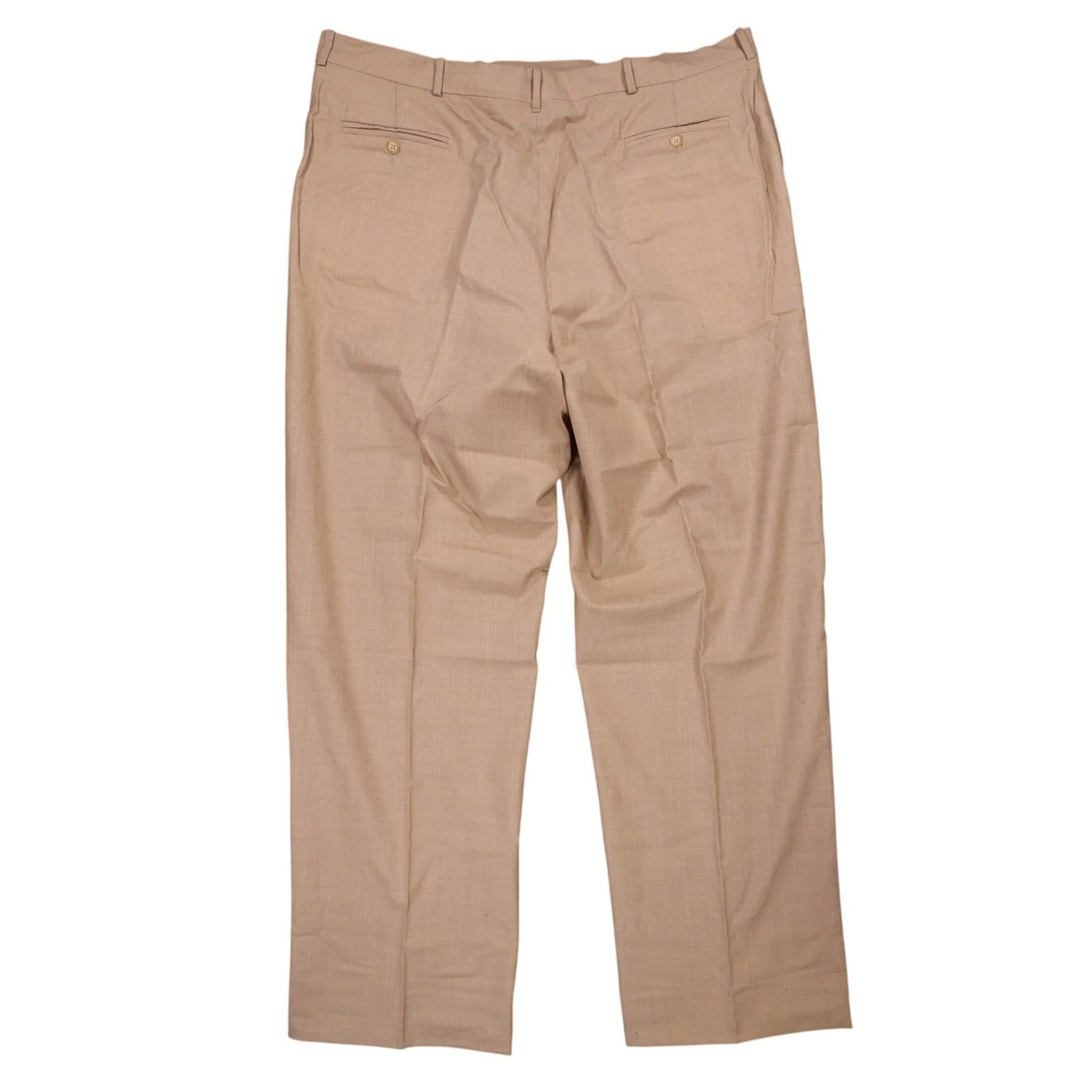 Lands' End Dress Pants Mens 44 Tan Pleated 100% Wool - Thumbnail 2