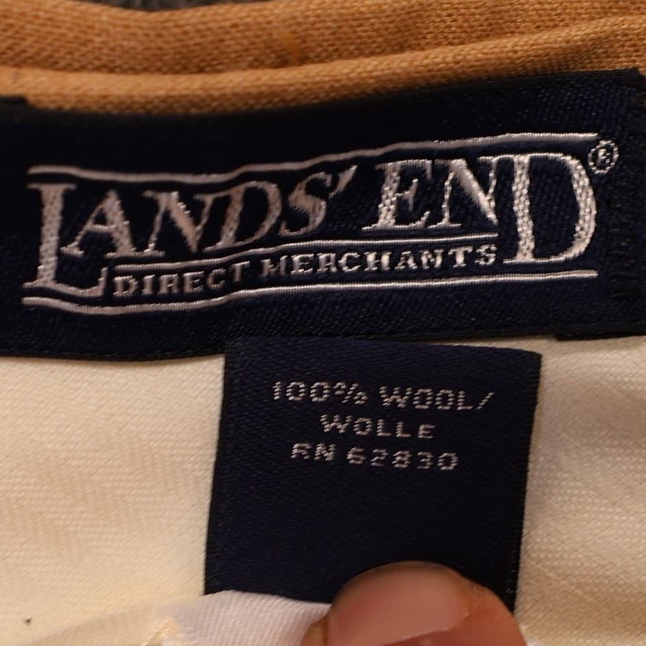 Lands' End Dress Pants Mens 44 Tan Pleated 100% Wool - Thumbnail 7