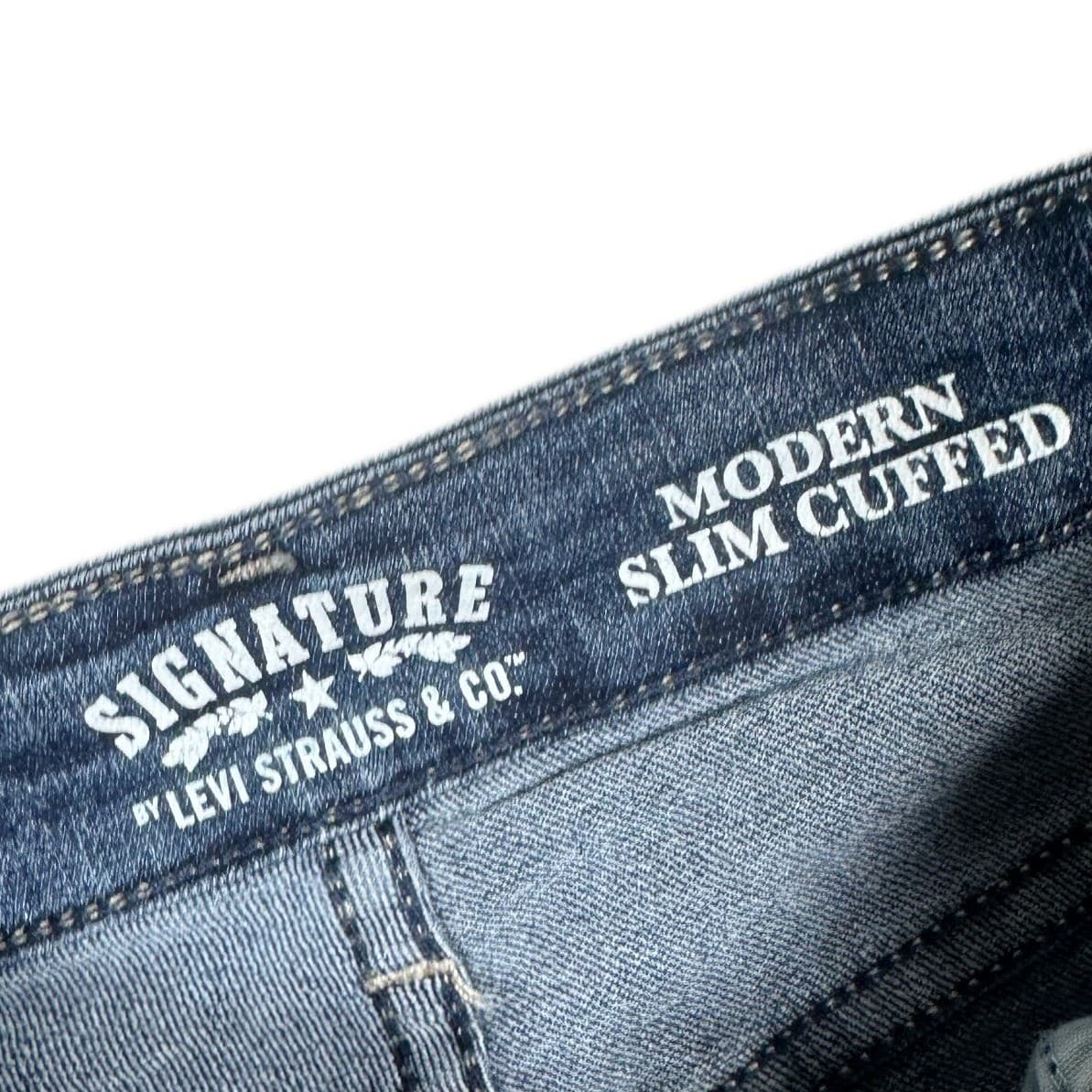 Levi Strauss Co Signature Modern Slim Cuffed Womens Jeans Dark Wash Size 4 - Thumbnail 5