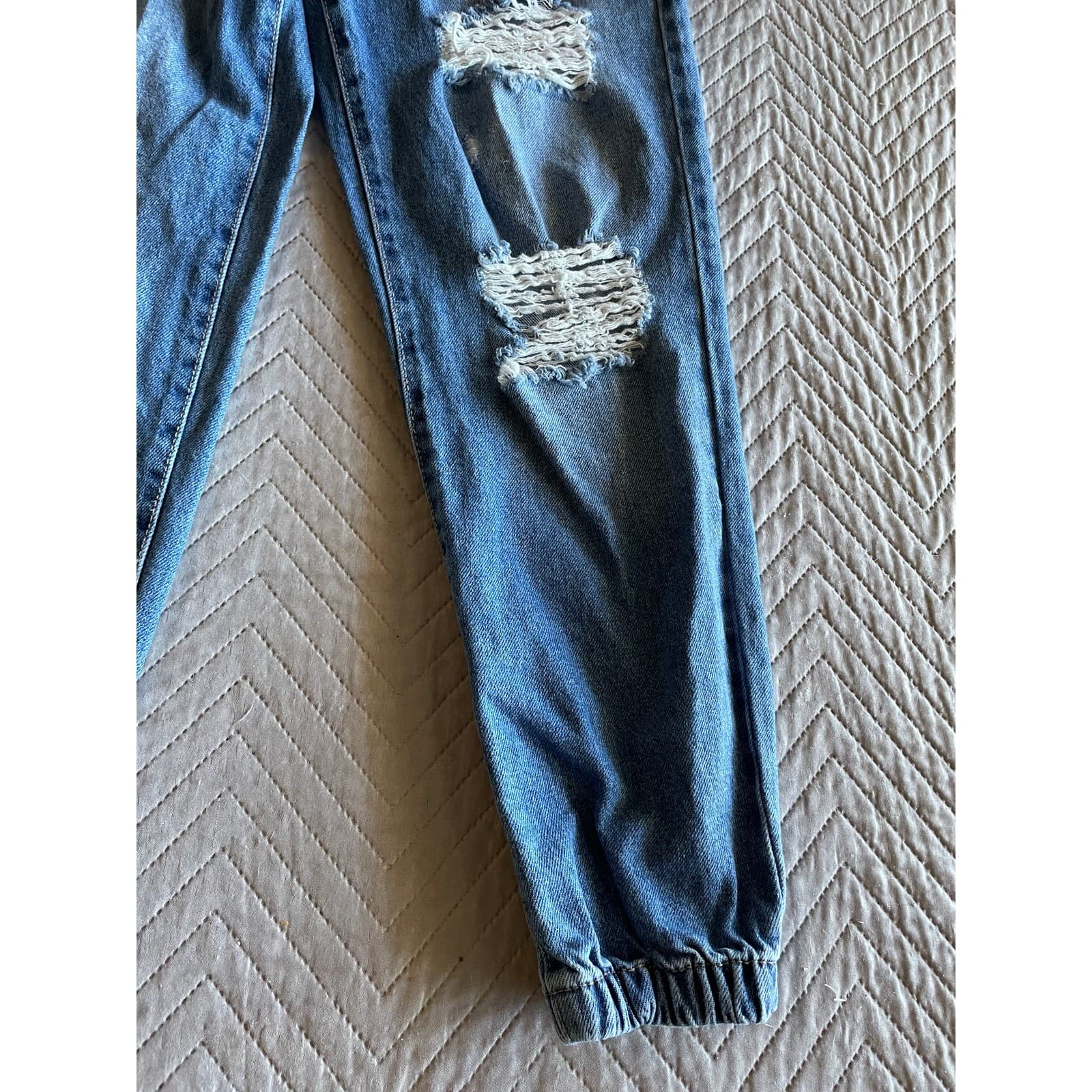 Celebrity Pink Jogger Jeans Women Small Blue Excellent Distressed Elastic Waist - Thumbnail 3