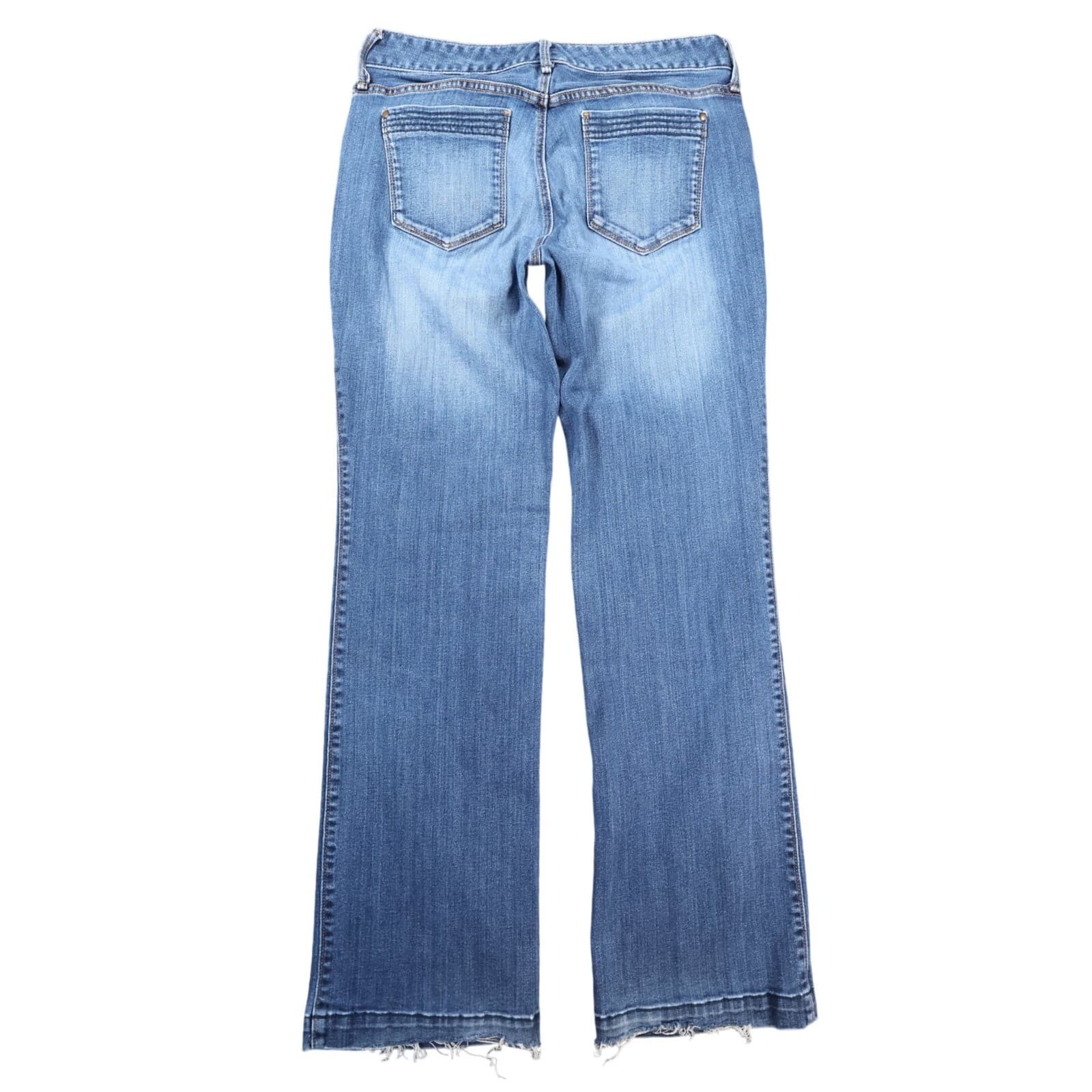 Eddie Bauer Jeans Womens 2 Blue Cotton Blend Straight Leg Raw Hem Casual Stretch - Thumbnail 2
