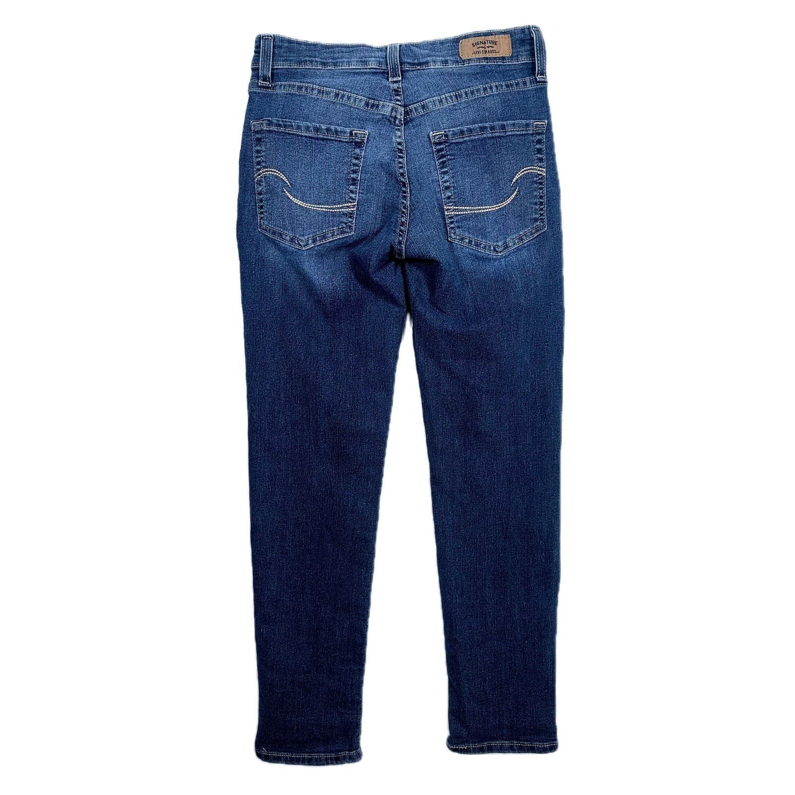 Levi Strauss Co Signature Modern Slim Cuffed Womens Jeans Dark Wash Size 4 - Thumbnail 2