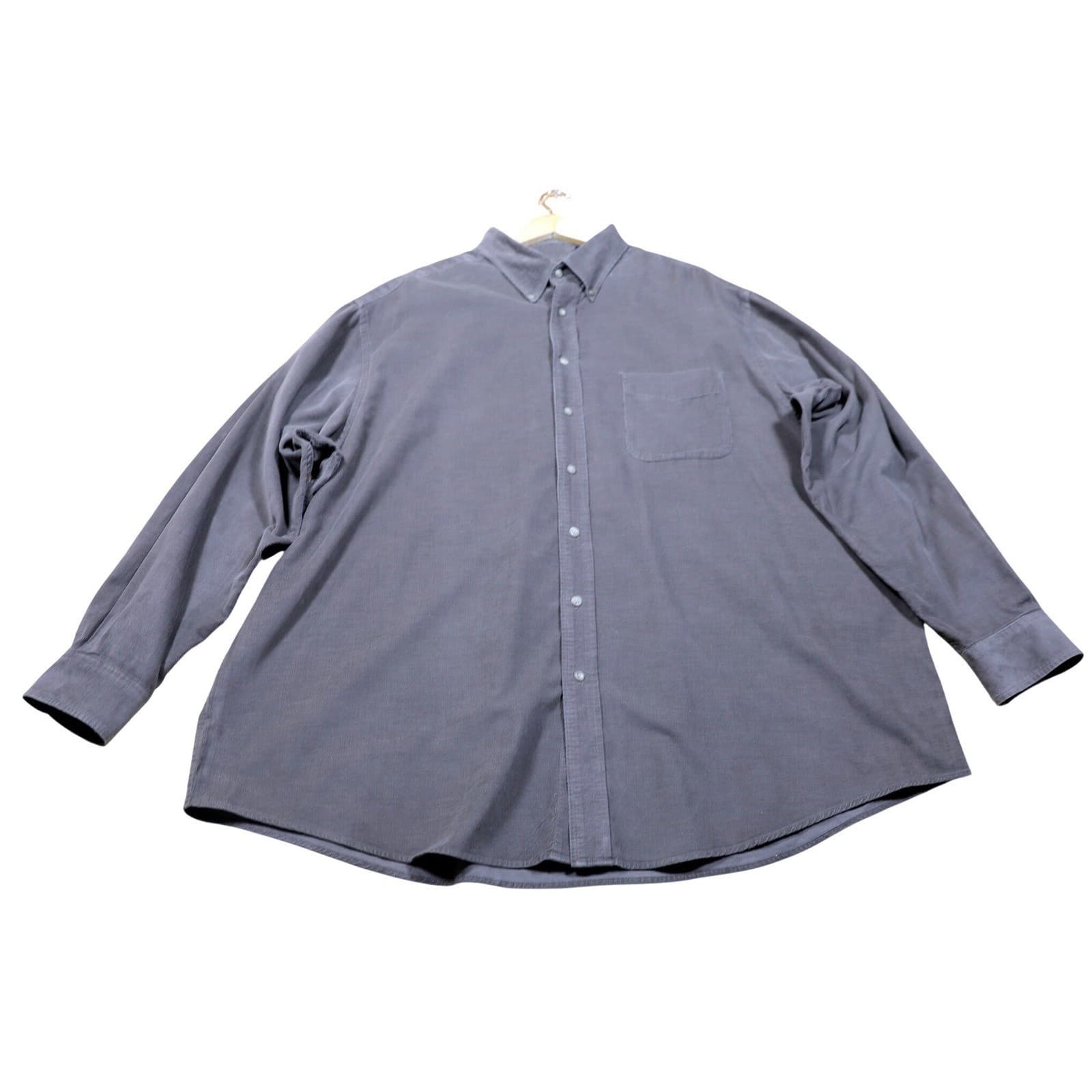 Roundtree & Yorke Mens Gray Corduroy Button Down Shirt 3XL Long Sleeve Casual - Thumbnail 5